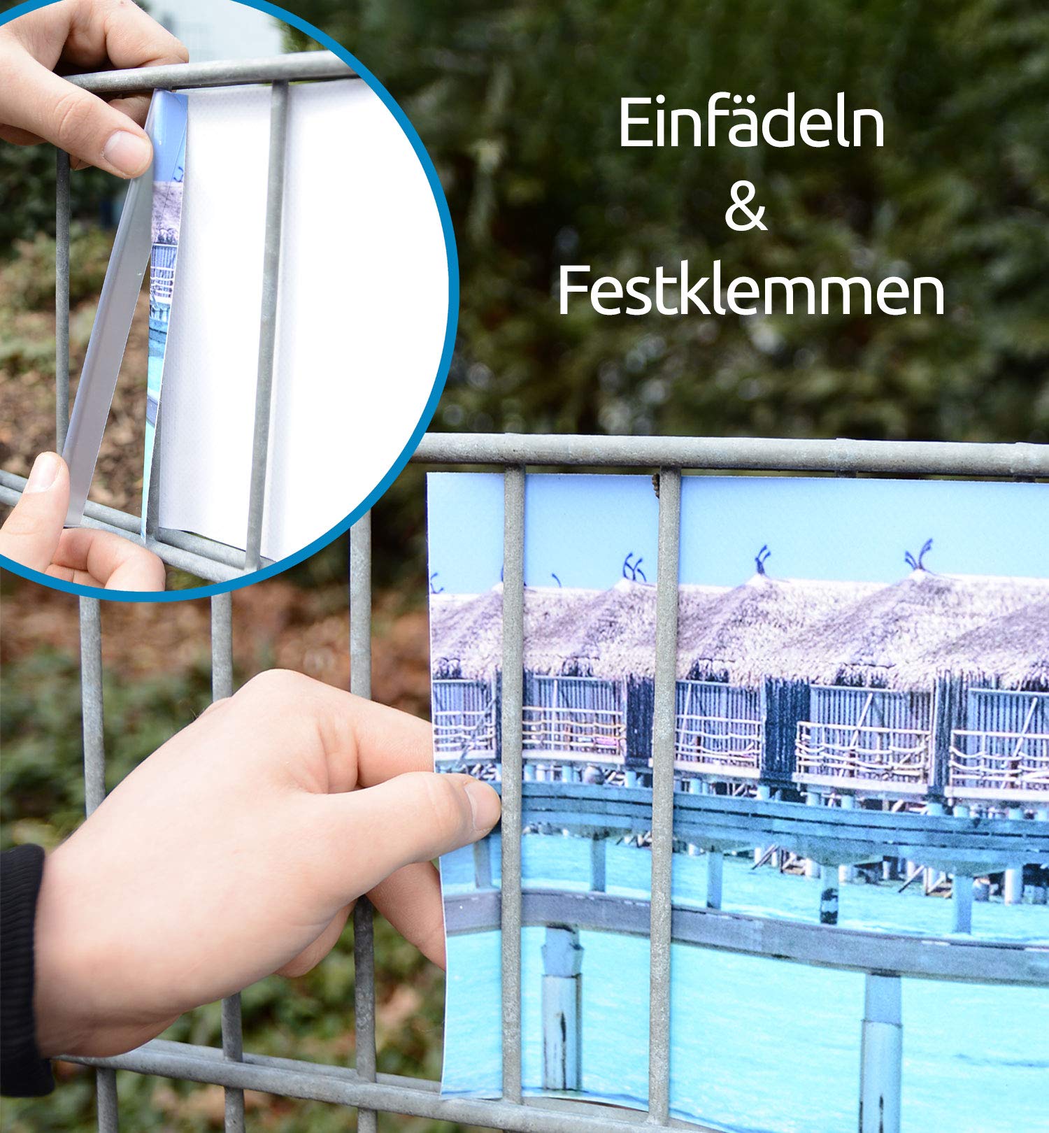 MyMaxxi Infinity Zaunsichtschutz | Stifte Motiv 9 Streifen | Sichtschutzstreifen für Doppelstabmattenzaun | Windschutz Sonnenschutz Blickdicht | Sichtschutz Garten | Plane Sichtschutz