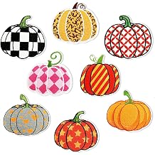 8PCS Pumpkin Iron on Patches, Vegetable Themed Iron on Sew on Emblem for Halloween Thanksgiving, Creative Embroidery Patches for Clothes Backpacks Jeans Jacket Hats Bags DIY Sewing Craft Decoration