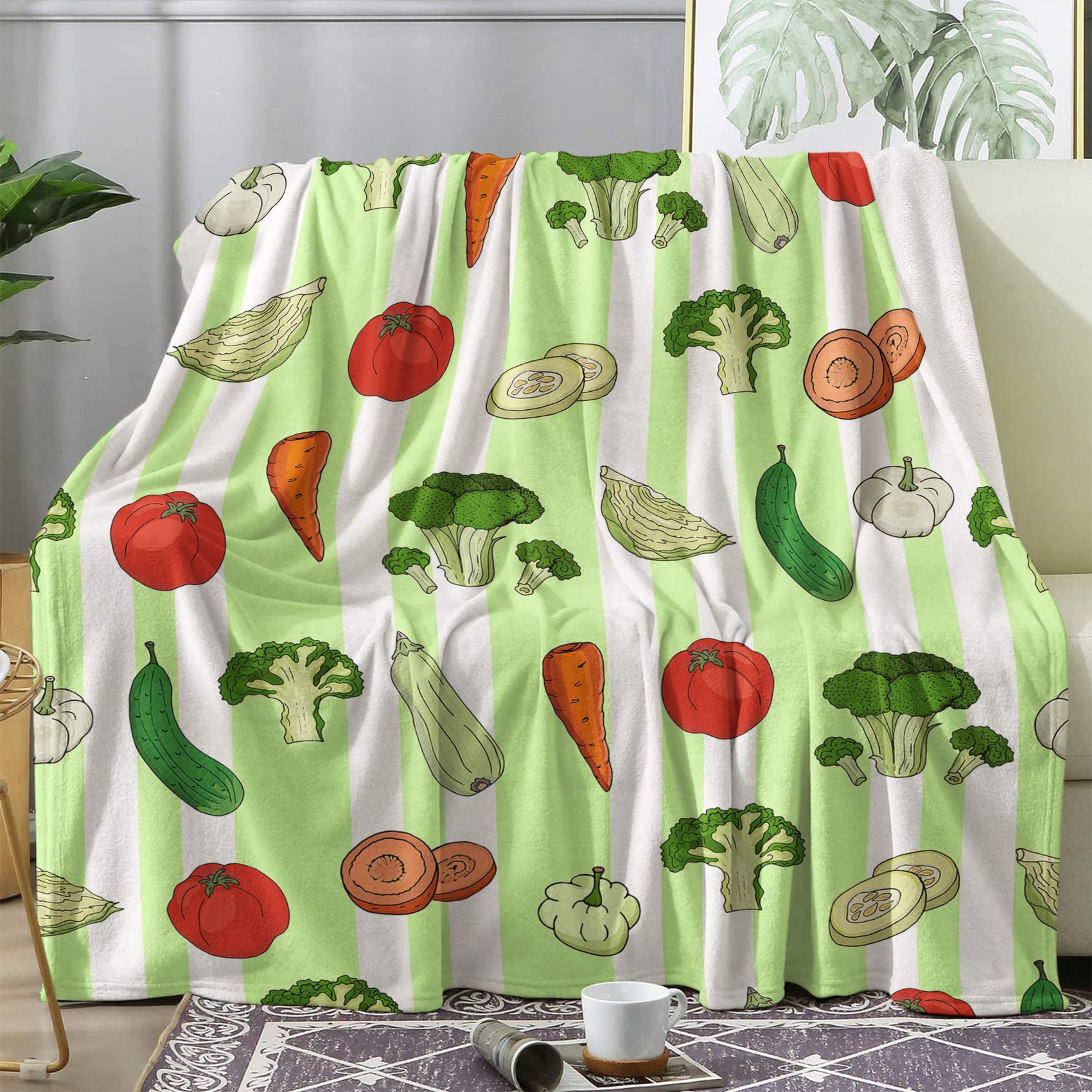 Couverture polaire légume BUKITA verte pour des soirées cocooning douillettes