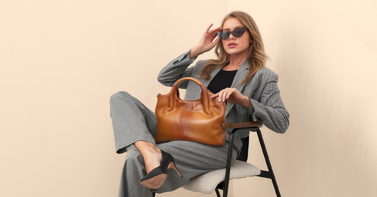 Bolso Satchel de Cuero Genuino con Asa Superior miniatura 7