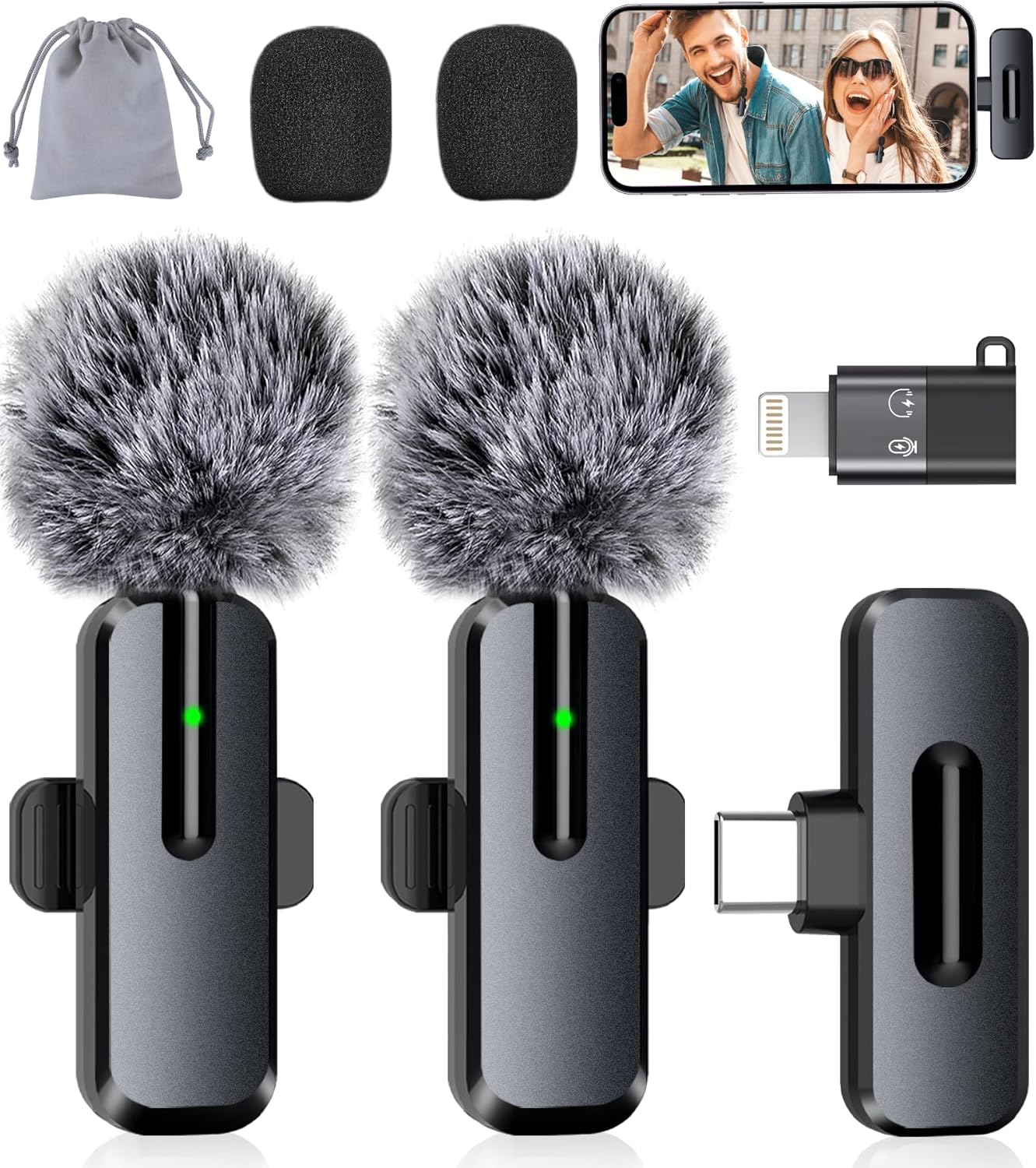 Audio Dual Wireless Lavalier Microphones for Seamless Smartphone & Tablet Audio Recording Dual Wireless Lavalier Microphones for Seamless Smartphone & Tablet Audio Recording