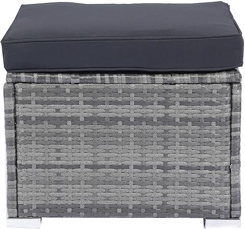 Miniatura 9 de Goohome 6 muebles de exterior, juegos de conversación de patio, sofá de ratán de polietileno de mimbre con mesa de vidrio templado y cojines, sofá