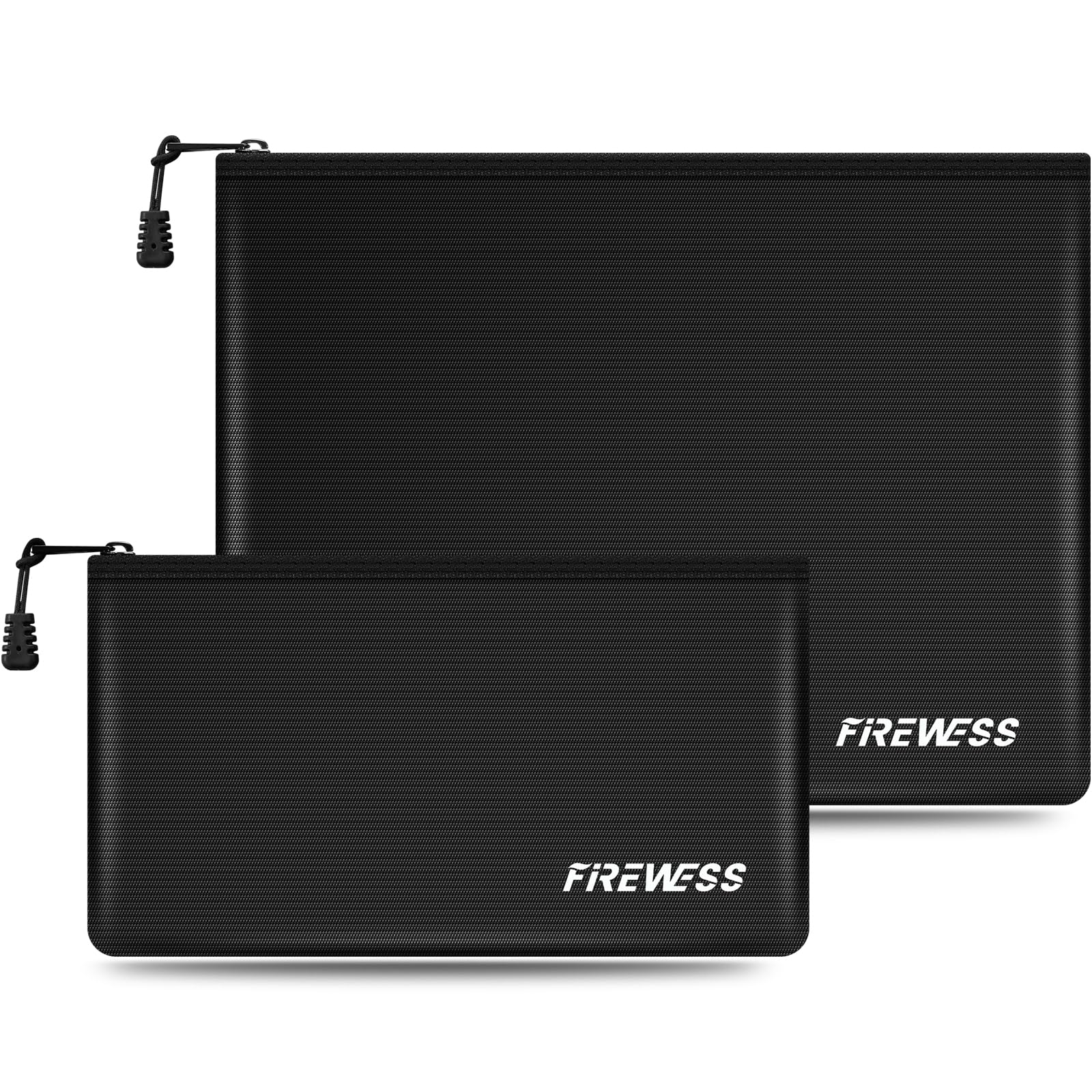 Fireproof Document Bag - 2 Pack 34cm x 25cm and 28cm x 15cm Non-Itchy Fireproof Money Bag, Waterproof Zipper Holder for Valuables, Fire & Water Resistant Safe Pouch for File,Cash,Passport,Keys