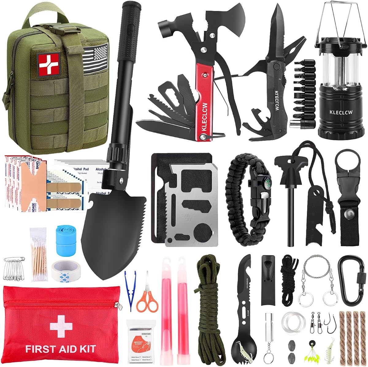 Regalos para hombres Kit de supervivencia para el día del padre y botiquín de primeros auxilios, 160 piezas de suministros de emergencia, accesorios para acampar con bolsa Molle mejorada para aventuras al aire libre, camping, senderismo, caza