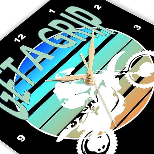 Miniatura 3 de 3dRose Wall Clock Silent - 15 inch - Get A Grip Dirt Bike Retro Desert Riding Inspirational Quote - Motocross Dirt Bike - Inspirational Quote