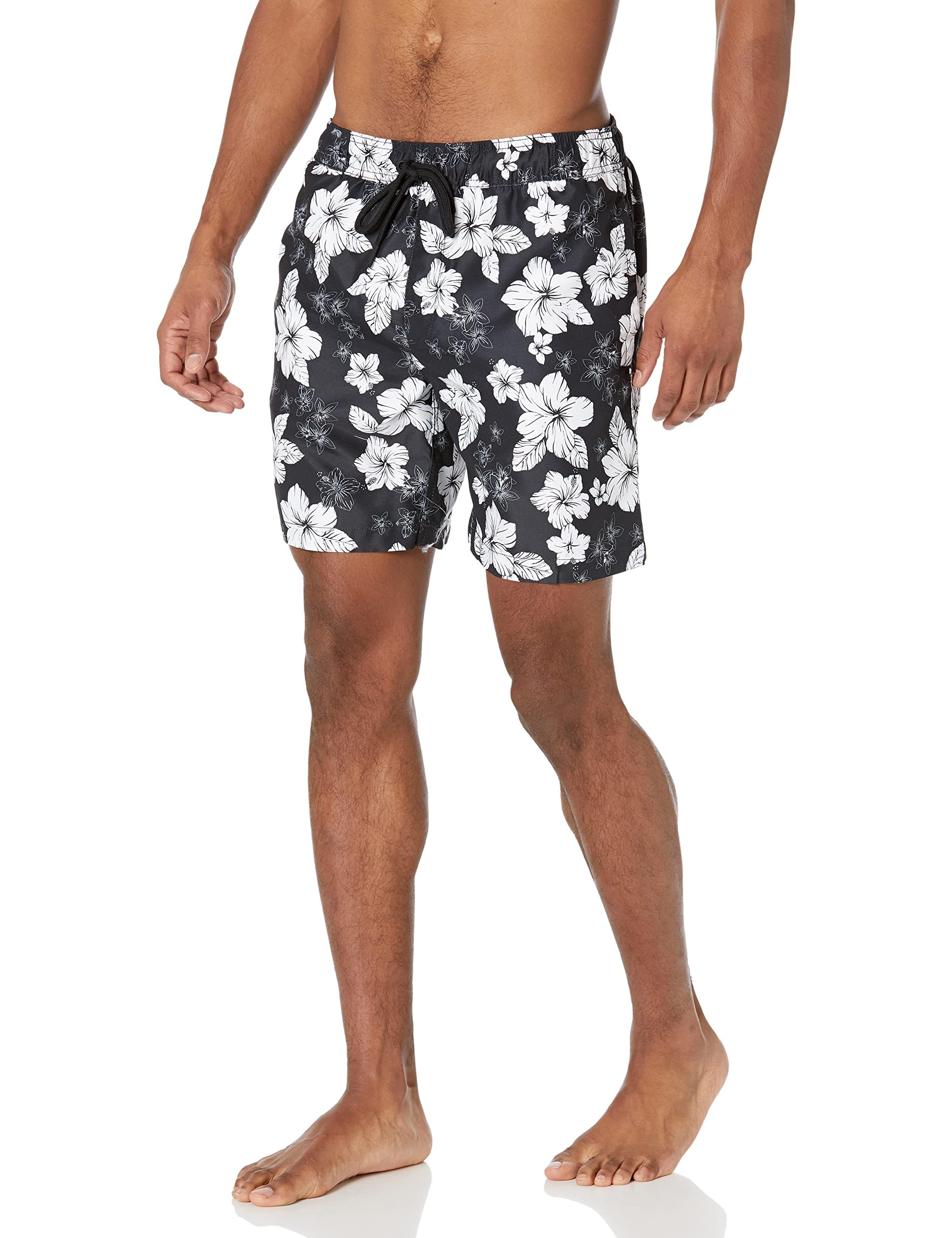 Amazon Essentials Herren Badeshorts - Badehose Herren Kurz mit Netzfutter, Taschen und Kordelzugverschluss