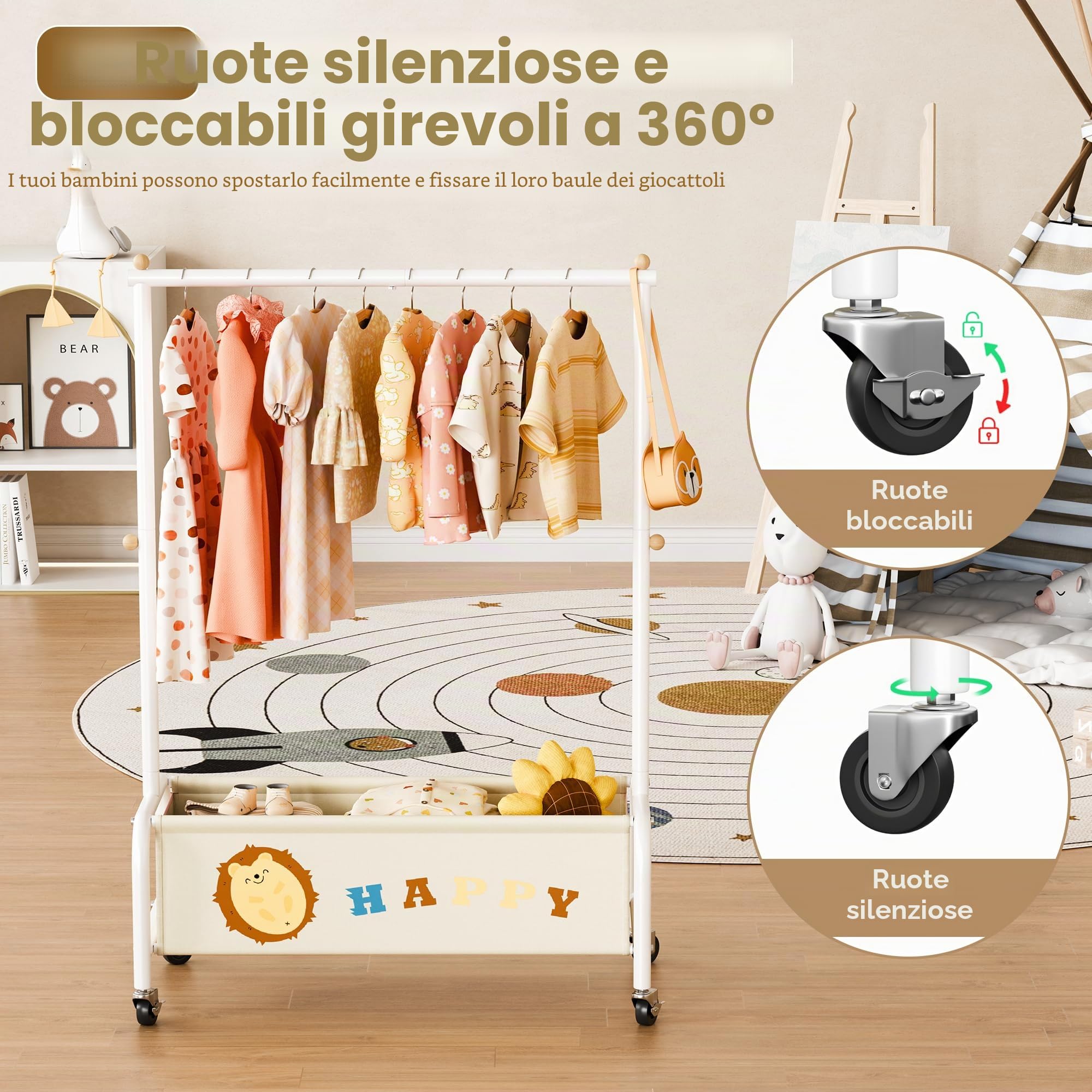 GRANNY SAYS Set di Porta Oggetti da Appendere con 4 Tasche e Appendiabiti Bambini