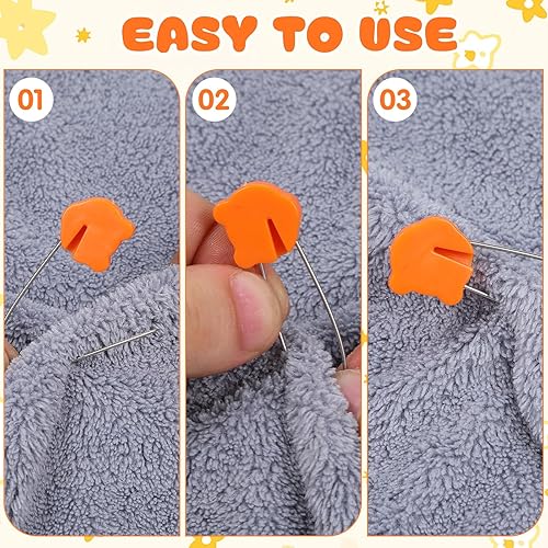 Miniatura 7 de 10 pasadores de seguridad para animales, pasadores de pañales de acero inoxidable con cabeza de plástico, pasador de seguridad de bloqueo para