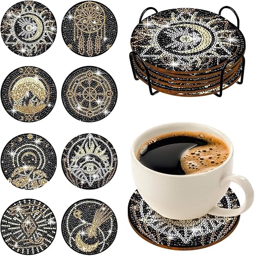 8 posavasos de pintura de diamantes Posavasos de arte de diamante Pintura de arte de diamante del tarot Regalo perfecto para amantes del tarot,