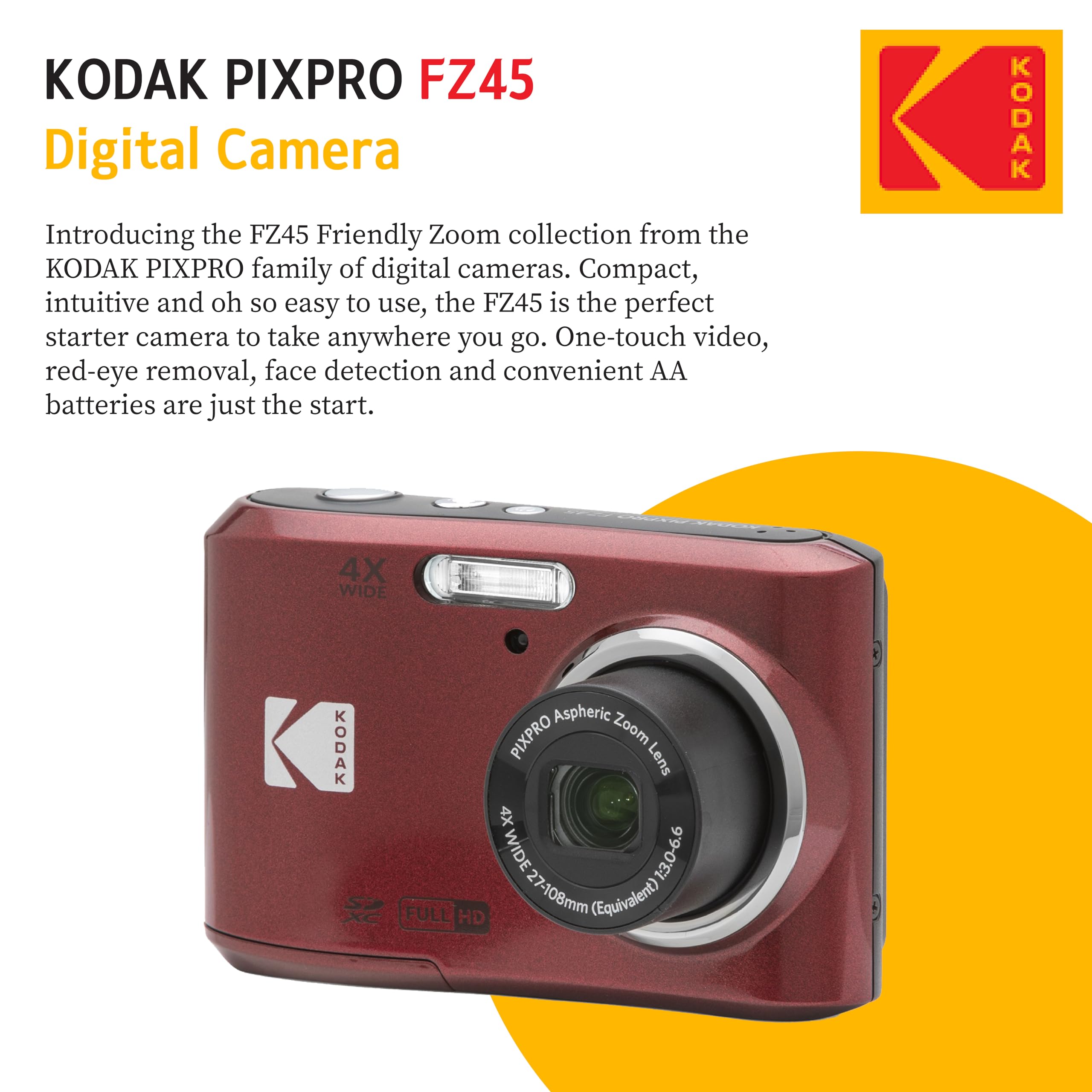 Amazon.com : KODAK PIXPRO FZ45 16MP Digital Camera with 4X Optical 