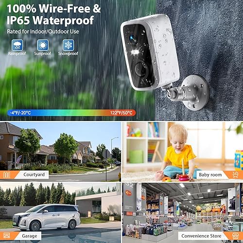 Miniatura 6 de Sistema de cámara de seguridad inalámbrica con monitor de pantalla táctil de 7 pulgadas y 2 cámaras de seguridad de 4 MP, cámara de audio de 2 vías,