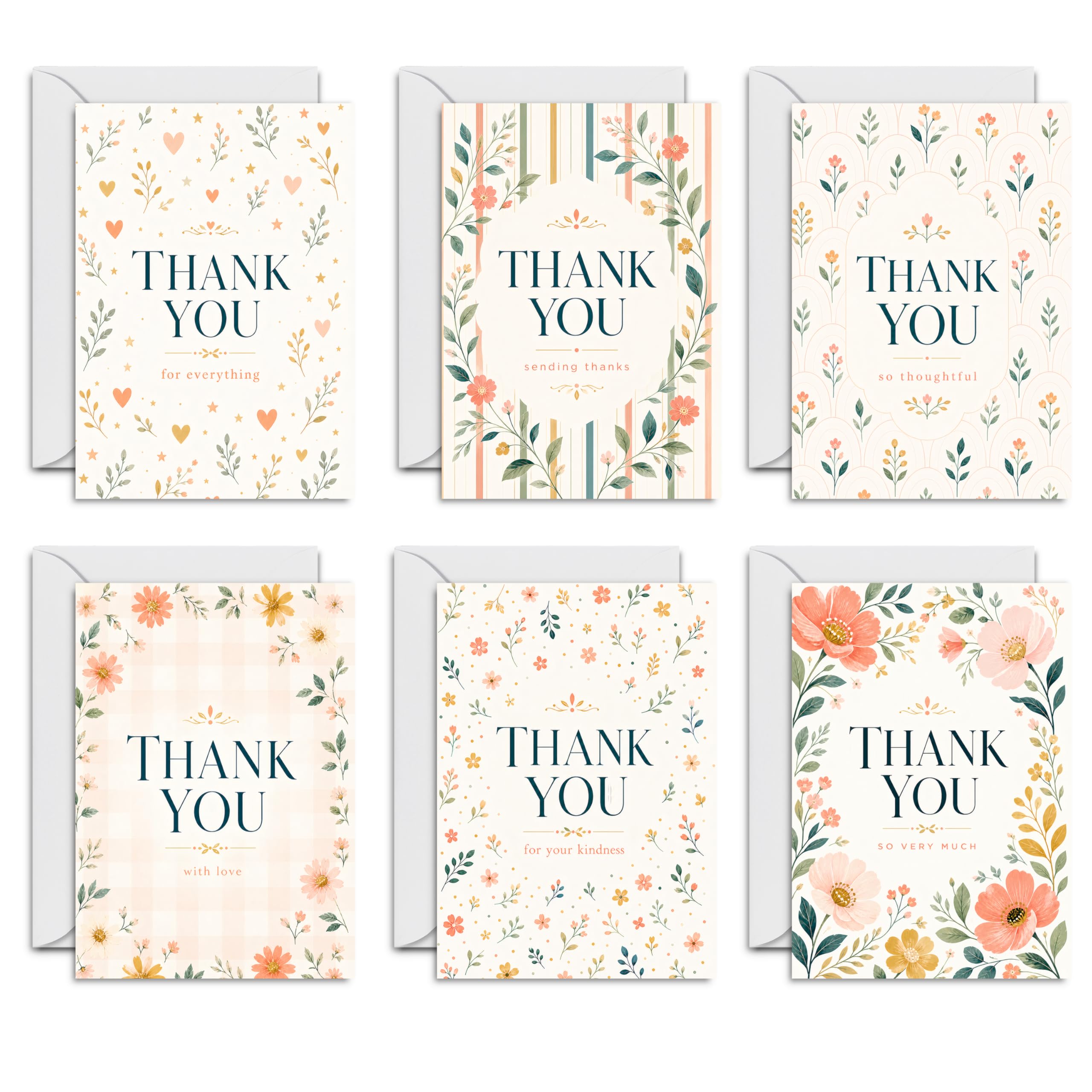 Thank You Cards Pack of 24 - Always Ready to Say Thanks - 24-Card Thank You Multipack for Every Occasion - Premium Glossy Finish and Blank for Your Message - A6, Envelopes Included