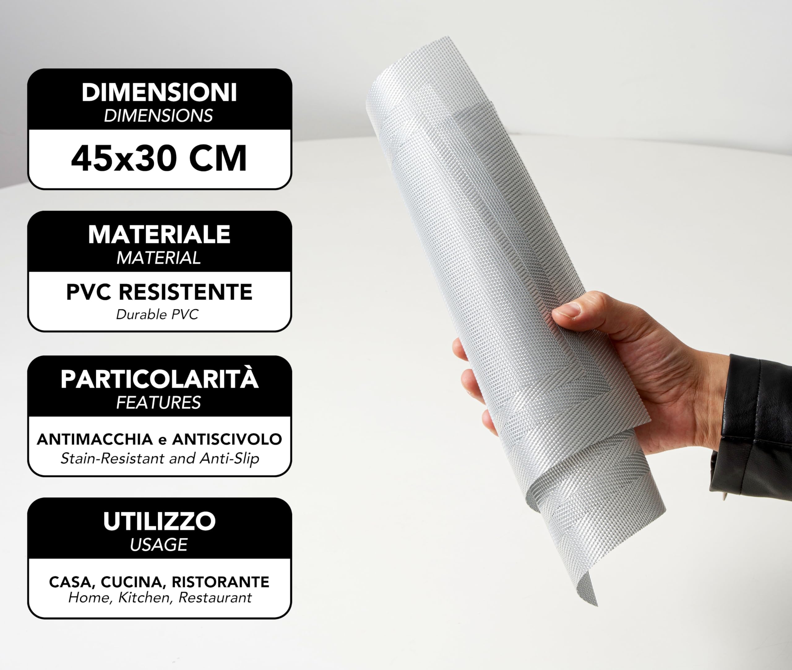 Vilber, Set van 6 vinyl placemats (30,5 x 45,6 x 0,22 cm), vuilafstotend, antislip en hittebestendig, CHRISTMAS 04