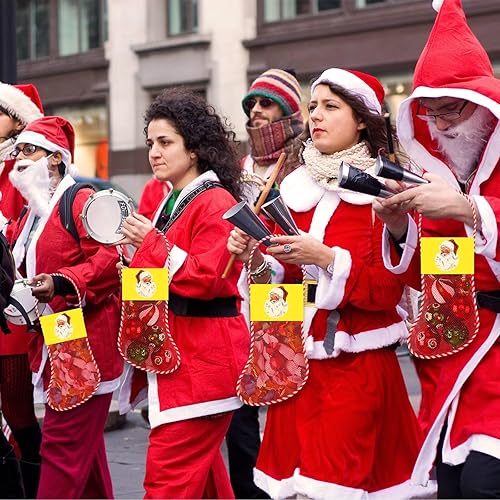 Miniatura 6 de 100 medias largas de Navidad de malla a granel con 50 medias de Navidad de 18 pulgadas, 50 unidades retro de Santa con tarjeta de cabecera de Papá