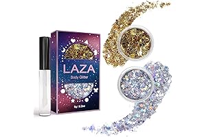 Karizma Holographic 24K Gold Glitter Sequins with Glue for Festival and Makeup