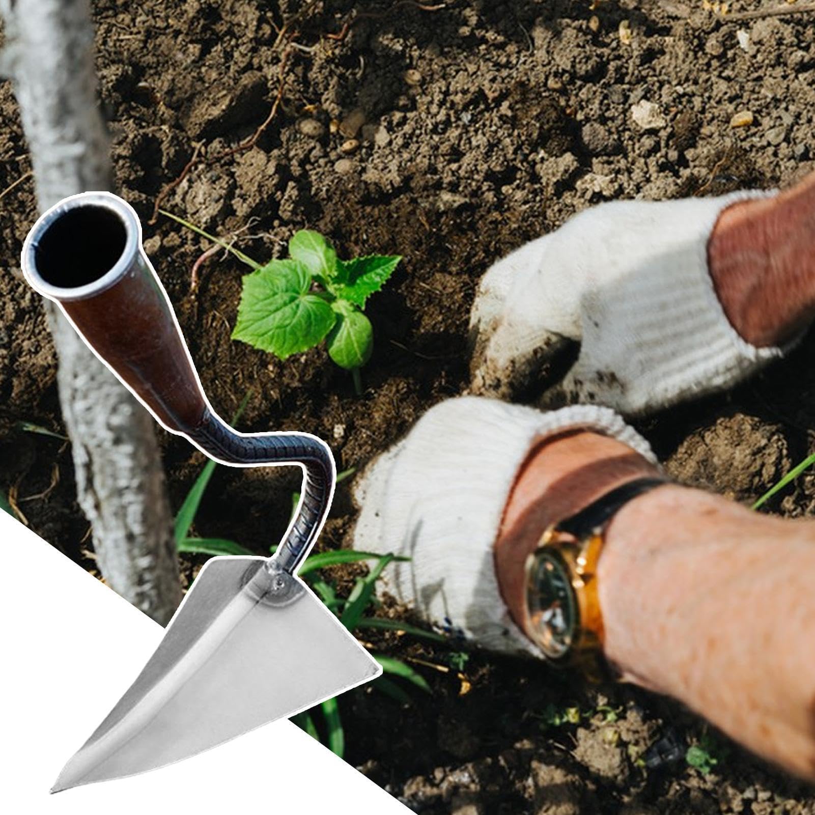 Haie de jardin triangulaire avec pelle en métal antidérapante - Pour desserrer le sol du jardin, creuser, cultiver, cour, pelouse et terrasse