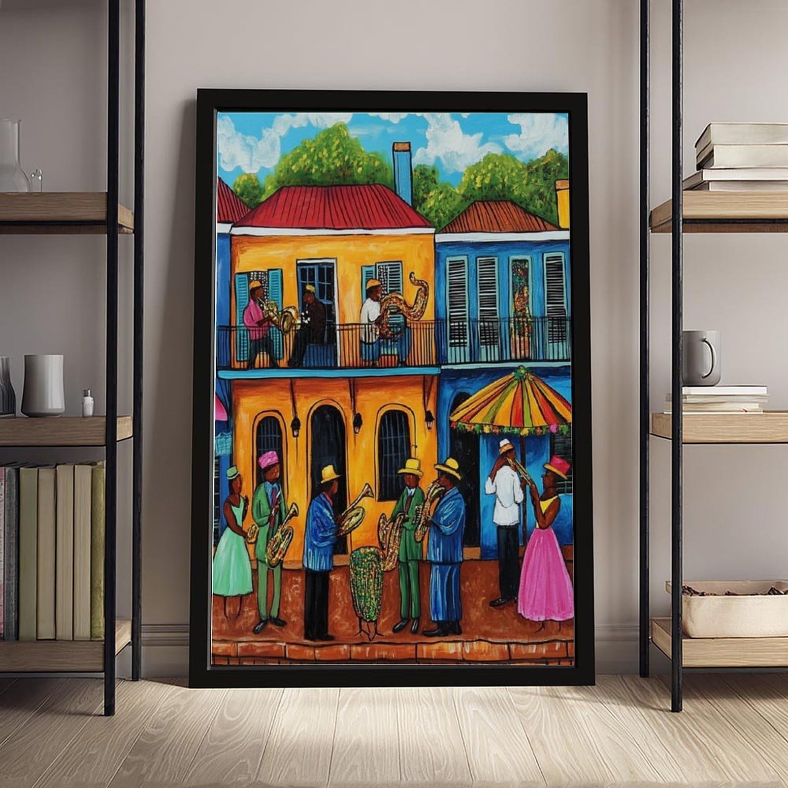 LXWNZE Mardi Gras Parade Art, poster colorato con scena di festival su tela, decorazione per camera da letto, ufficio, stanza, regalo, 40,6 cm L x 61 cm W