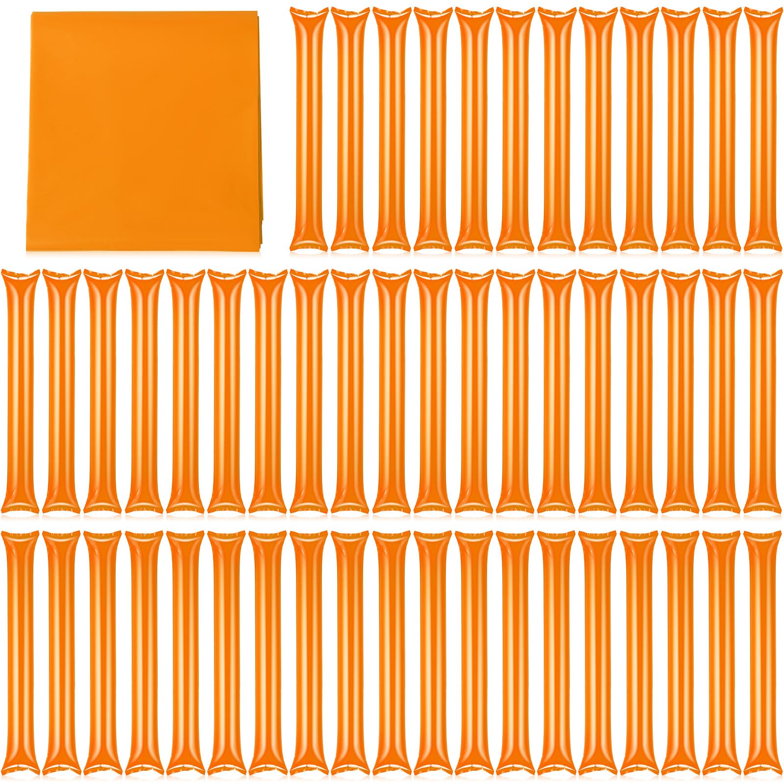 ZCYSRLQIN 50 Pcs Thunder Sticks Thicken Sporting Cheerleading Team Sticks Cheering Sticks Plastic Clapper Inflatable Noise Makers Sporting Cheers Basketball Football Events Dance Party (Orange)