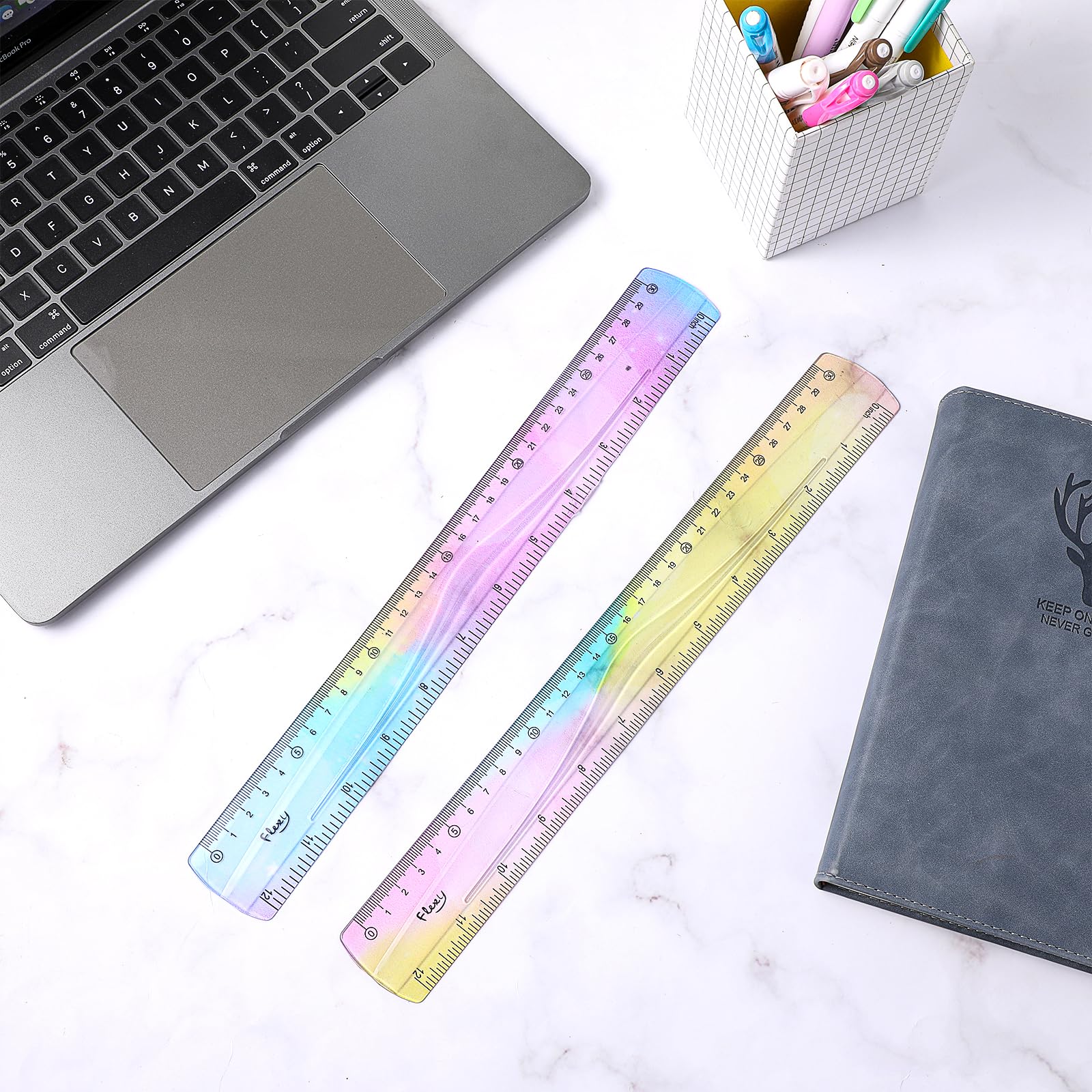 2 Pieces Flexible Ruler, Mabor 12inch Plastic Ruler Shatterproof Straight Edge Ruler Soft Bendable Ruler for School Classroom Office Kids & Adults - Image 6