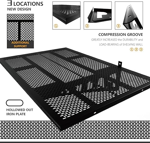 Miniatura 4 de Estantería de pared de garaje, estantes flotantes resistentes y resistentes, paquete de 2 unidades que pesan hasta 500 libras, gran opción para