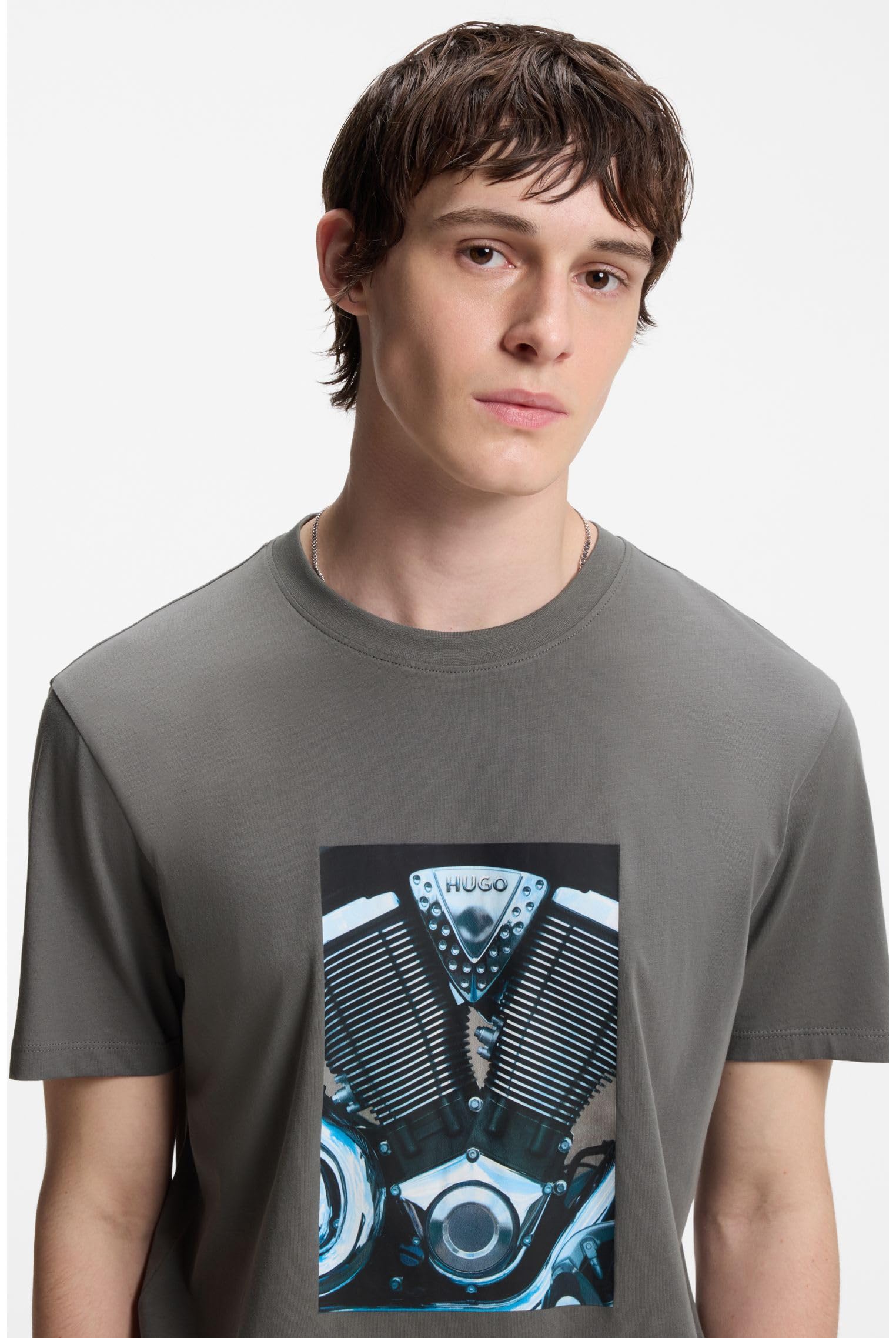 T-Shirt Aus Baumwoll-Jersey Mit Motorrad-Artwork