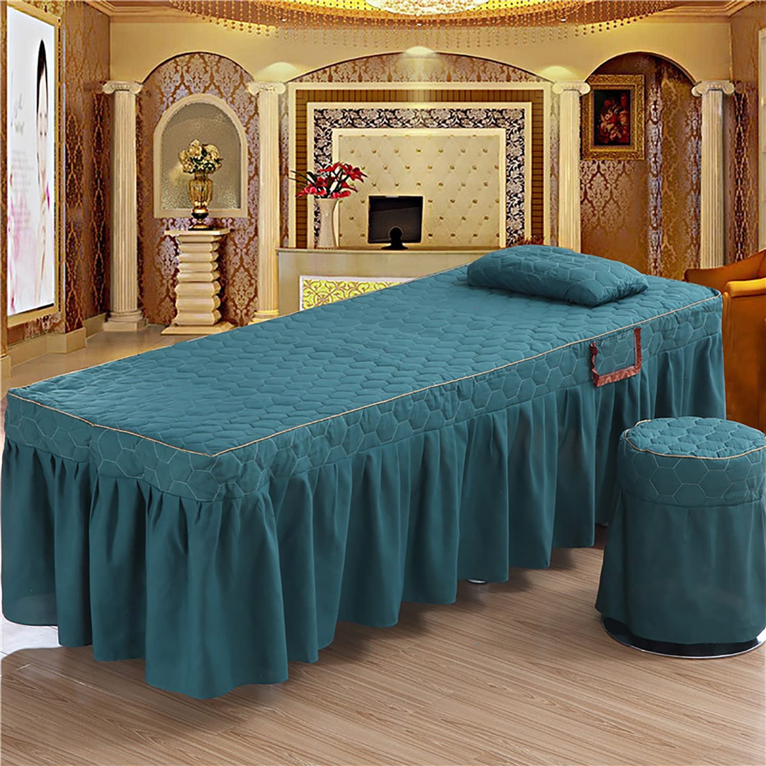 Bettwäsche für Massagetisch, Massage-Bezüge aus Baumwolle, Massage-Tagesdecke mit europäischem gestepptem Design (Rosa, 60 x 175 cm) (Rosa 60 x 180 cm) (Grün 70 x 190 cm)