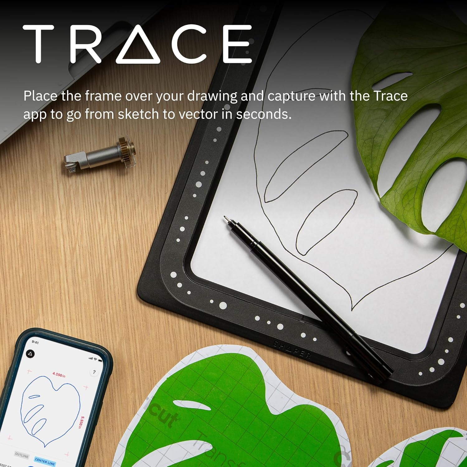Shaper Trace Drawing Conversion Tool - Vector & SVG Creation Kit with Frame and App, No Subscription Required, Compatible with CNC, Laser & Vinyl Cutters