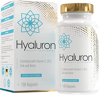Hyaluronsäure Kapseln 800 mg | 500-700 kDa | Hochdosiert | Vegan | 100 Kapseln | angereichert mit Biotin, Zink, Vitamin C ...