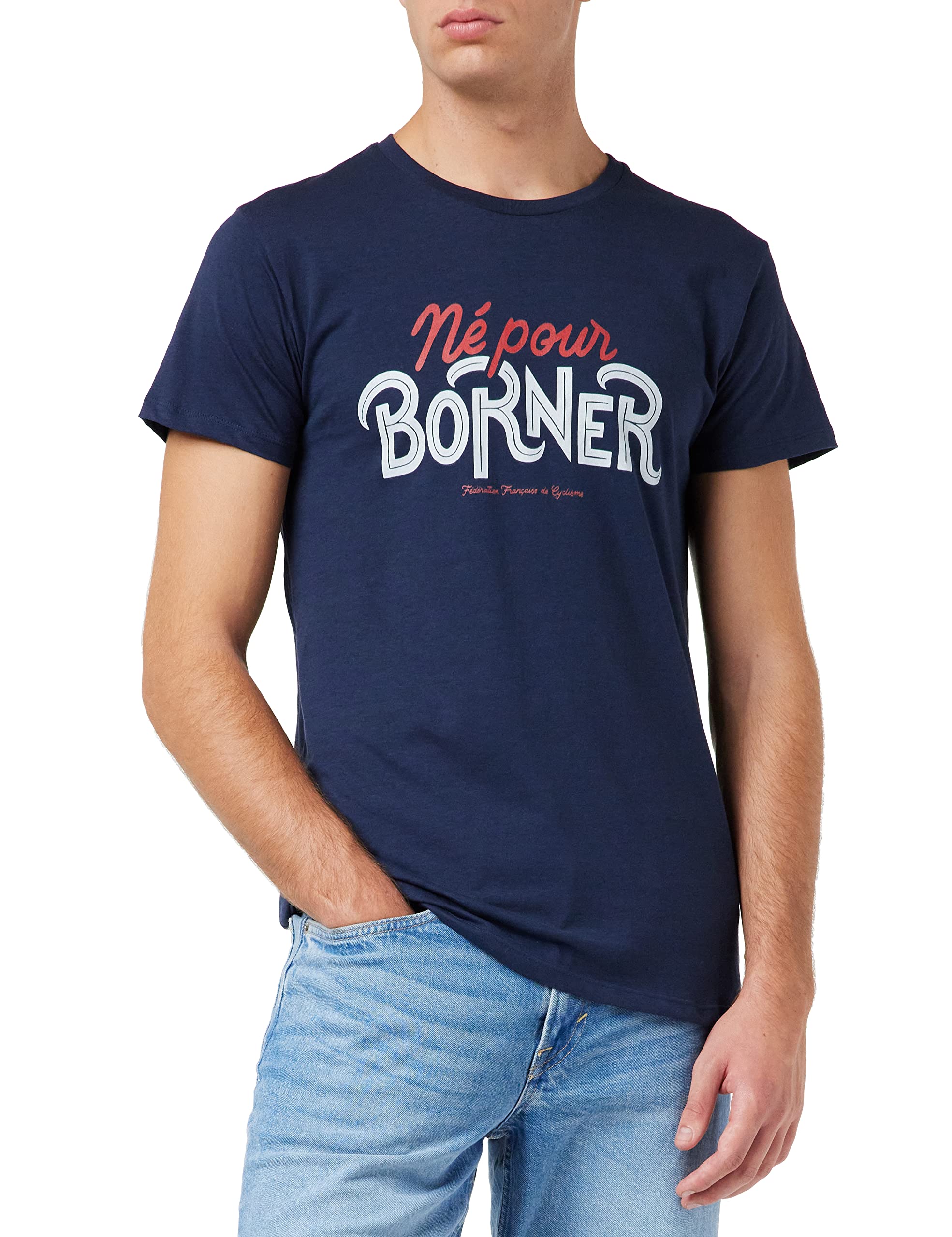 Fédération française de cyclisme Men's T-Shirt, Navy Blue, S