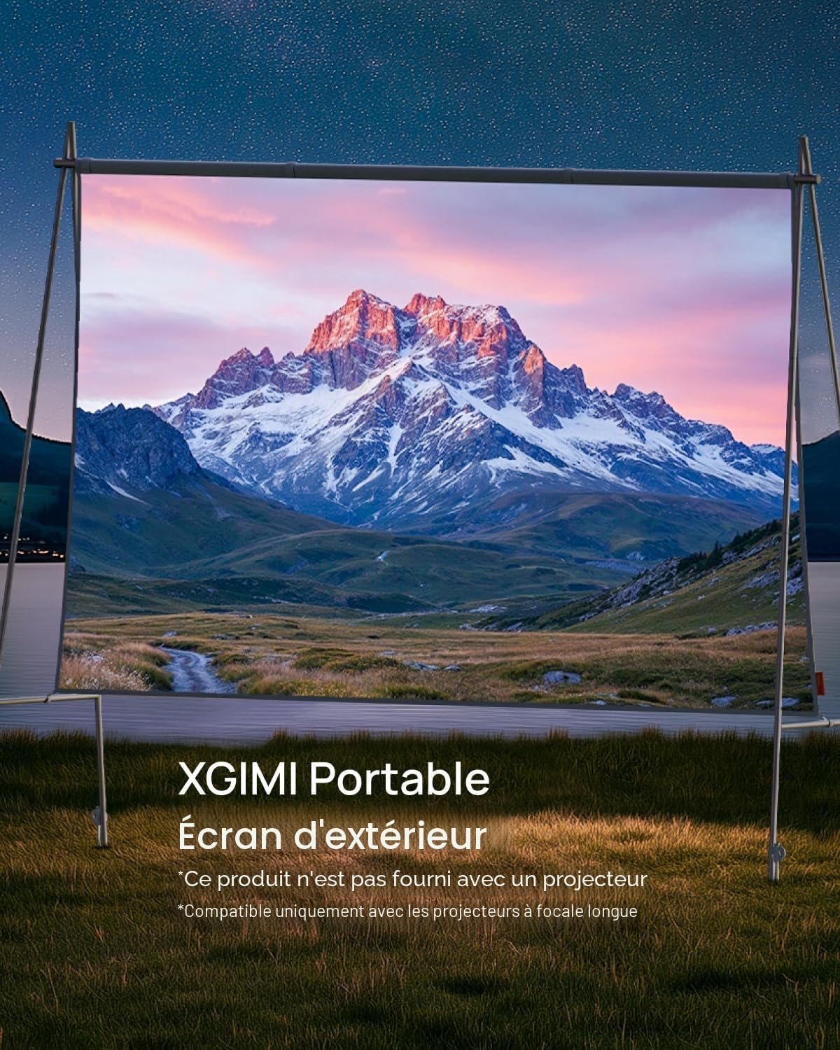 XGIMI Écran de Projection 70 Pouces Portable Extérieur, Pliable Léger Anti-Rideau, Compatible 4K HDR, Idéal Jardin Camping Plein Air, Universel pour Tous Vidéoprojecteurs
