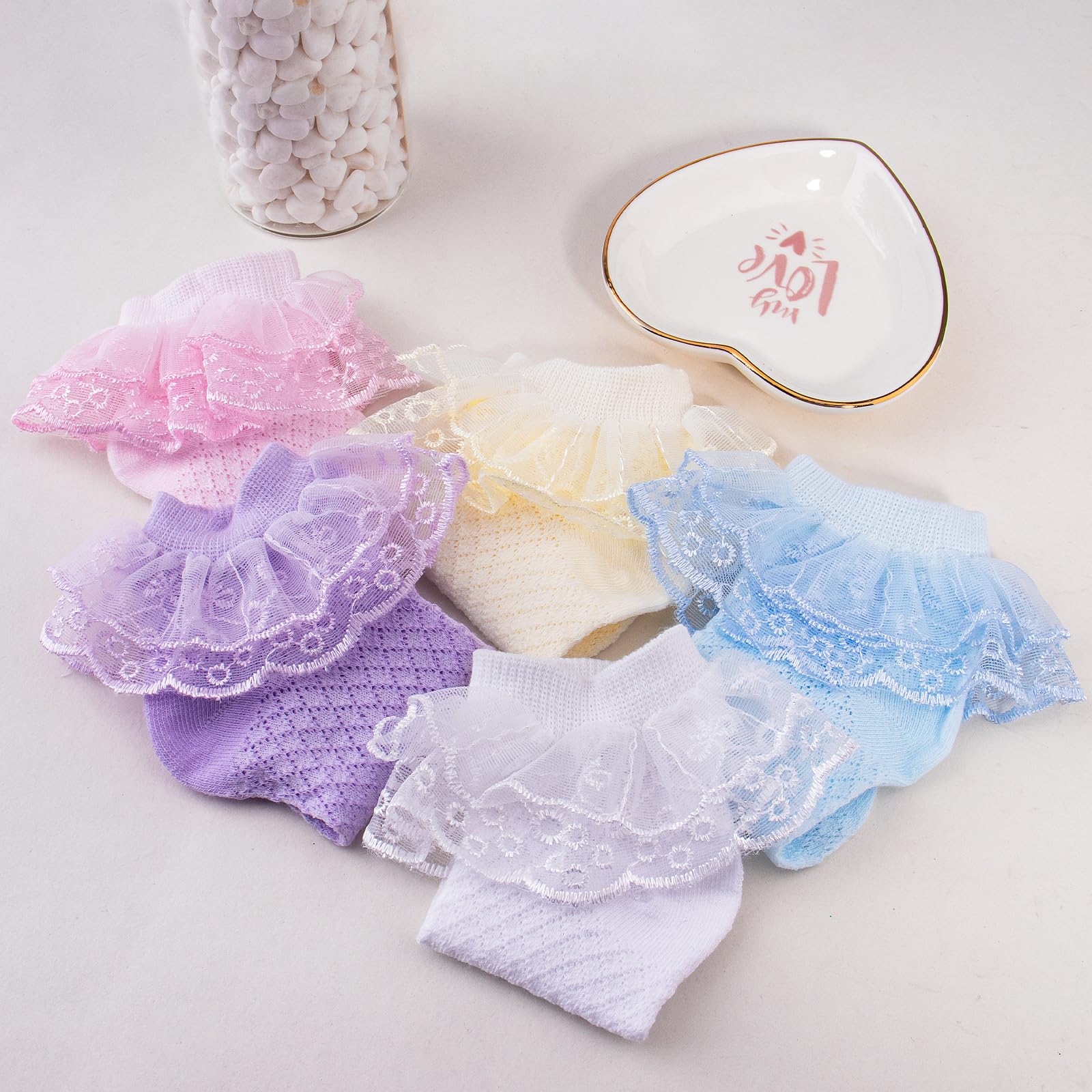 5 Paar Kleinkind Baby Mädchen Rüschen Spitze Socken Ösen Mesh Baumwolle Rüschen Knöchel Weiches Kleid Kinder Prinzessin Socken 2-13T