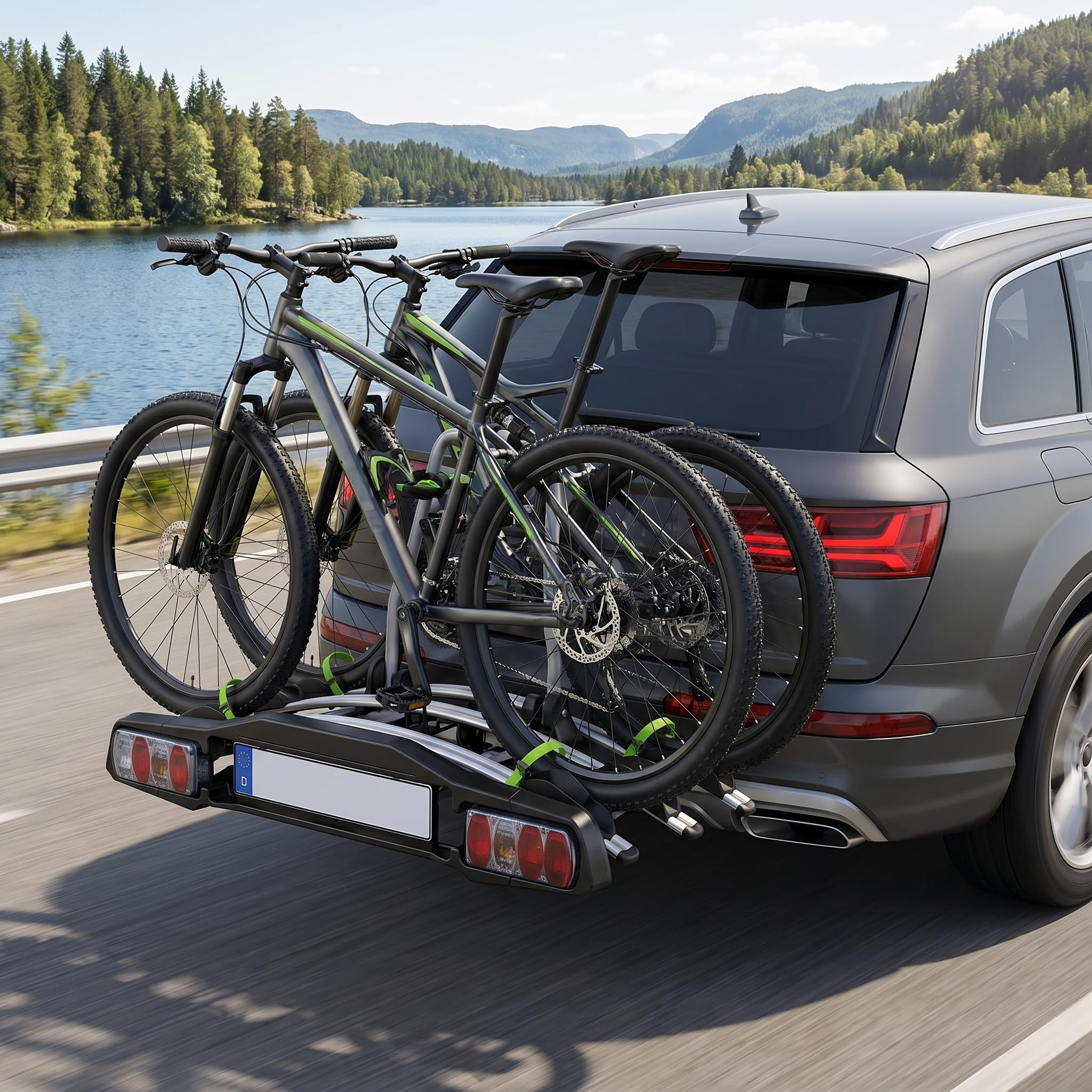 Fahrradträger Anhängerkupplung für 3 Fahrräder klappbar – Fahrradträger für Anhängerkupplung, abschließbar, Heckträger, Rahmenhalter, Kupplungsträger
