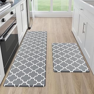 Cushioned Kitchen Mats 2pcs Anti Fatigue Kitchen Mats for Floor,Grey