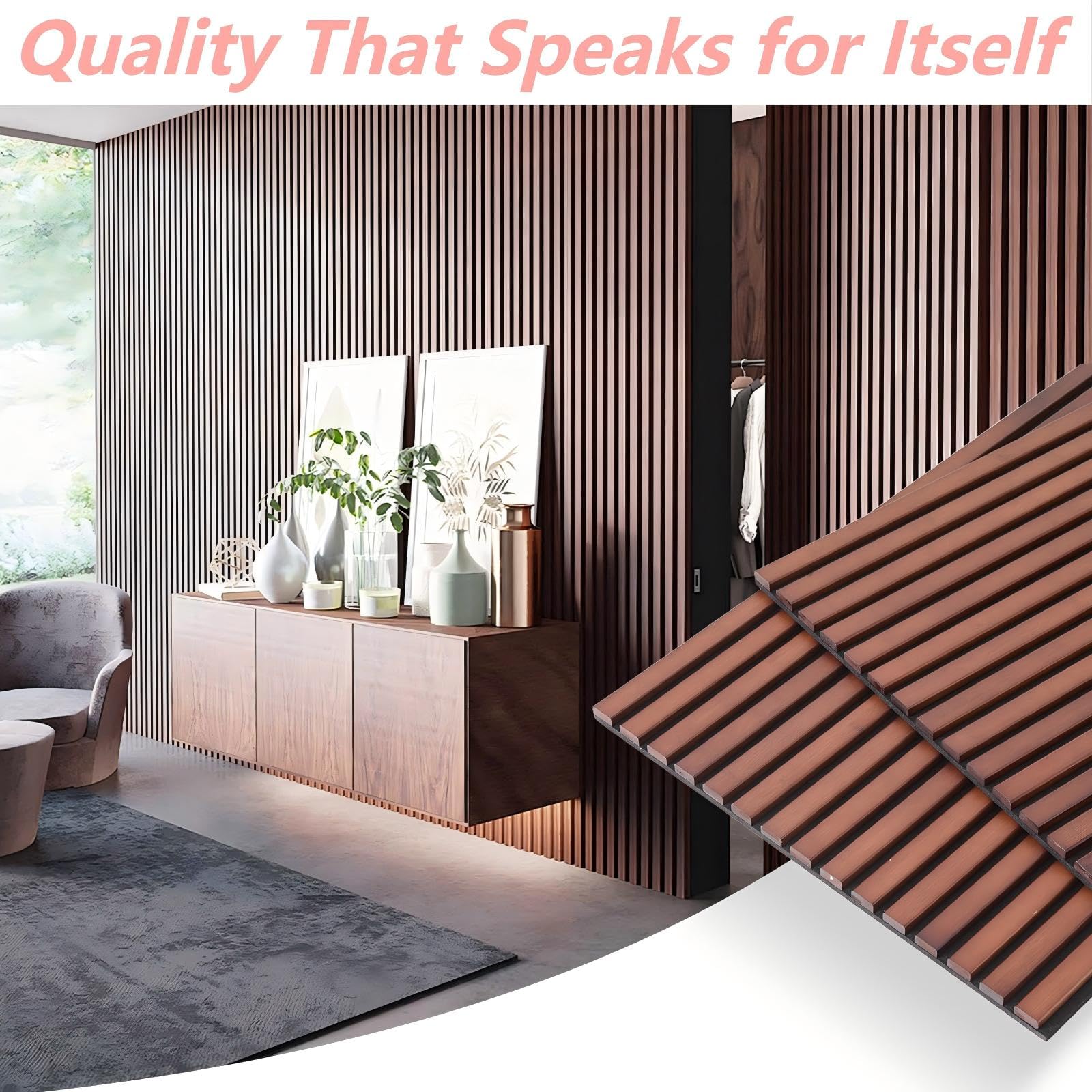 NAVREX 2 pannelli acustici a doghe in legno massello, per parete e soffitto, pannelli fonoassorbenti 3D scanalati, finitura noce, pannelli insonorizzanti per Home Theater, decorazione per ufficio e