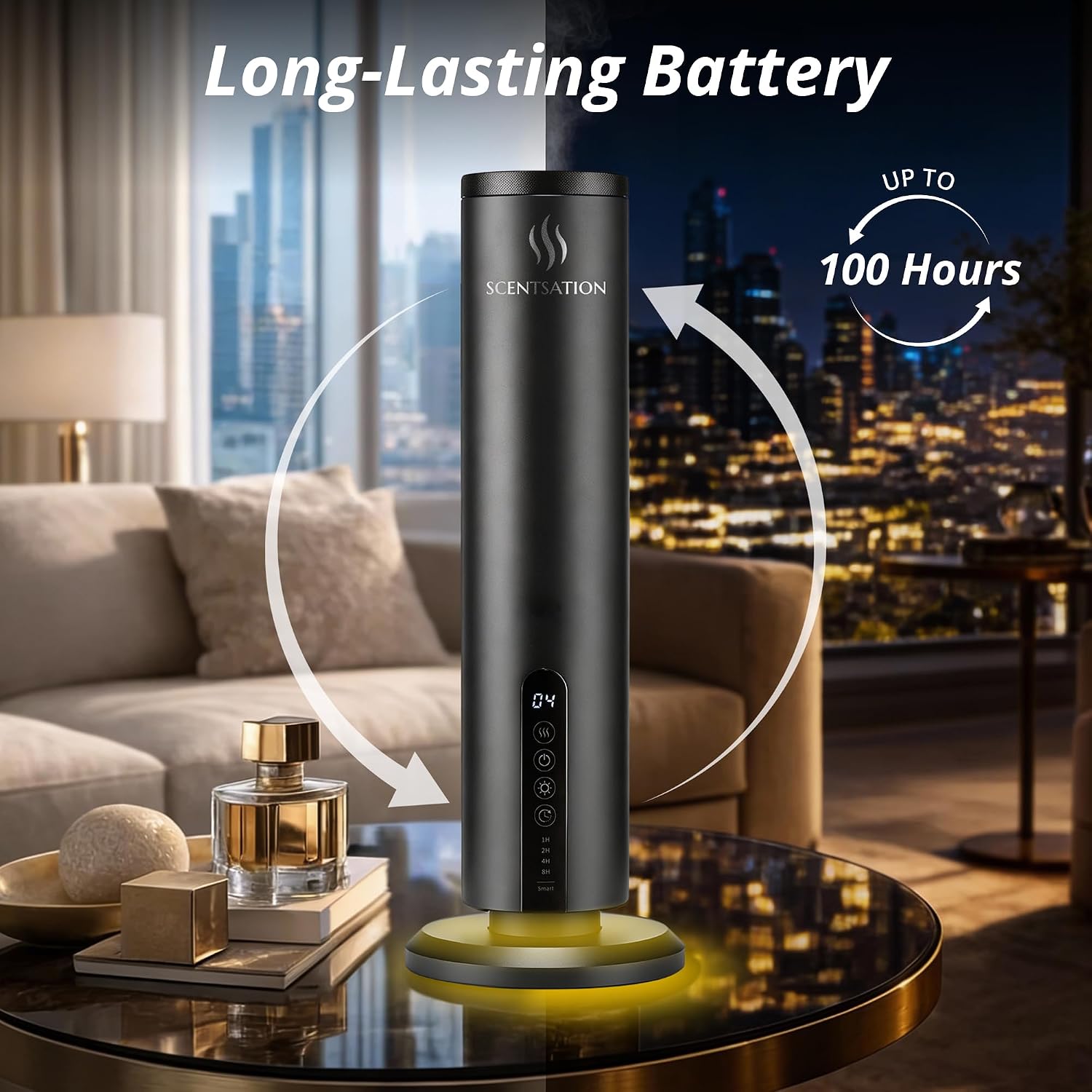 Diffuser Tower Wireless - Essential Oil Fragrance - 1500 SqFt Wide Coverage – Cordless Rechargeable Waterless Aromatherapy, 8-Day Battery, Aluminum Body, Idead Home Office Spa Hotel Bedroom image 5