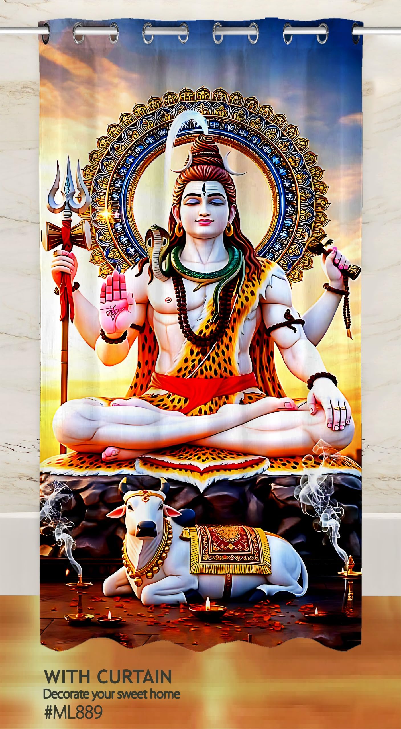 Lord Shiva Printed Polyester Eyelet Curtain for Home Decor | Mahadev HD Digital Print | Living Room, Bedroom, Mandir & Festive Decoration (ML-889-1 Panel - 4 x 5 Feet)-image-23