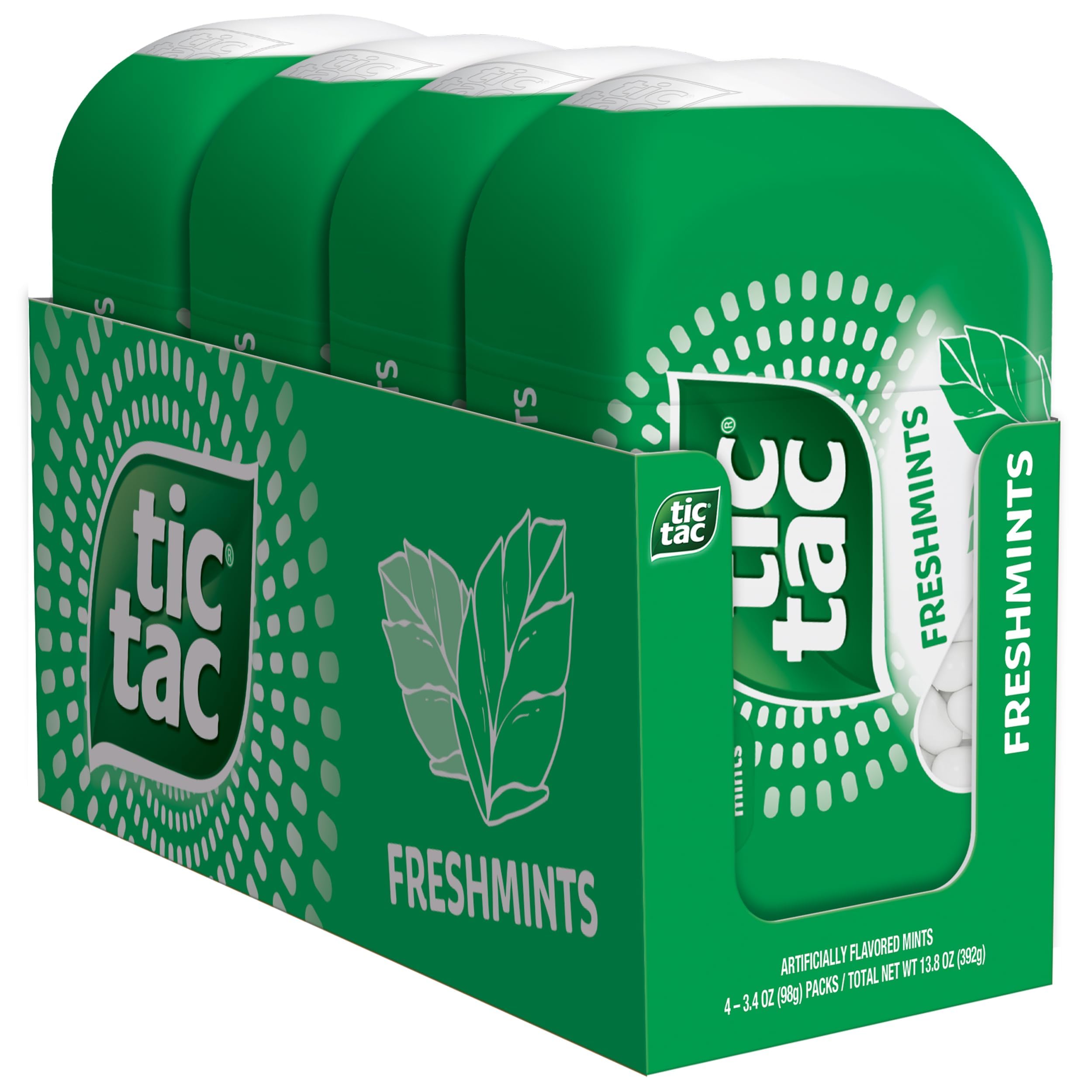 Freshmint Breath Mints, 4 Count, On-The-Go Refreshment Bottle Pack, 3.4 Oz Each
