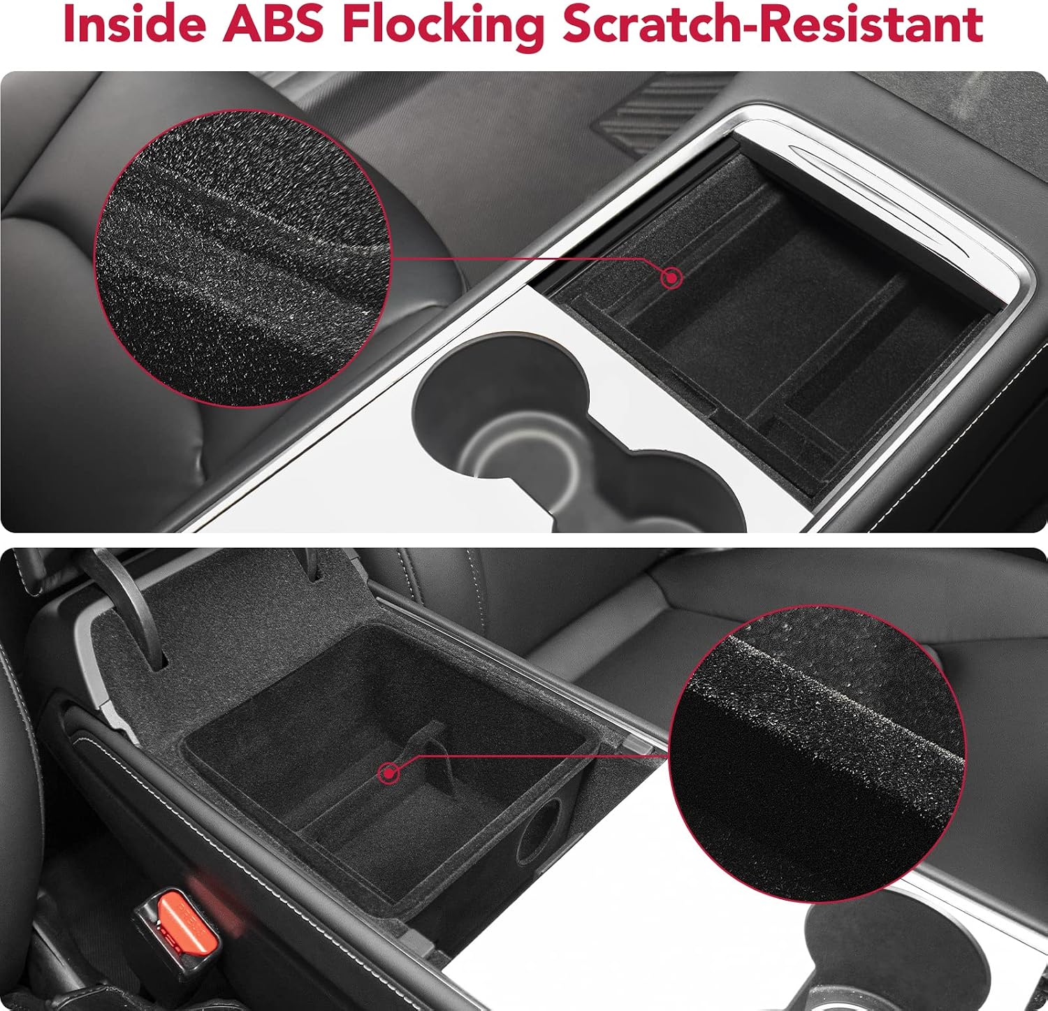 Basenor 3PCS 2023 2022 2021 Tesla Model Y Model 3 Center Console Organizer with Sunglass Holder Armrest Hidden Storage Box for Refresh Console Upgraded