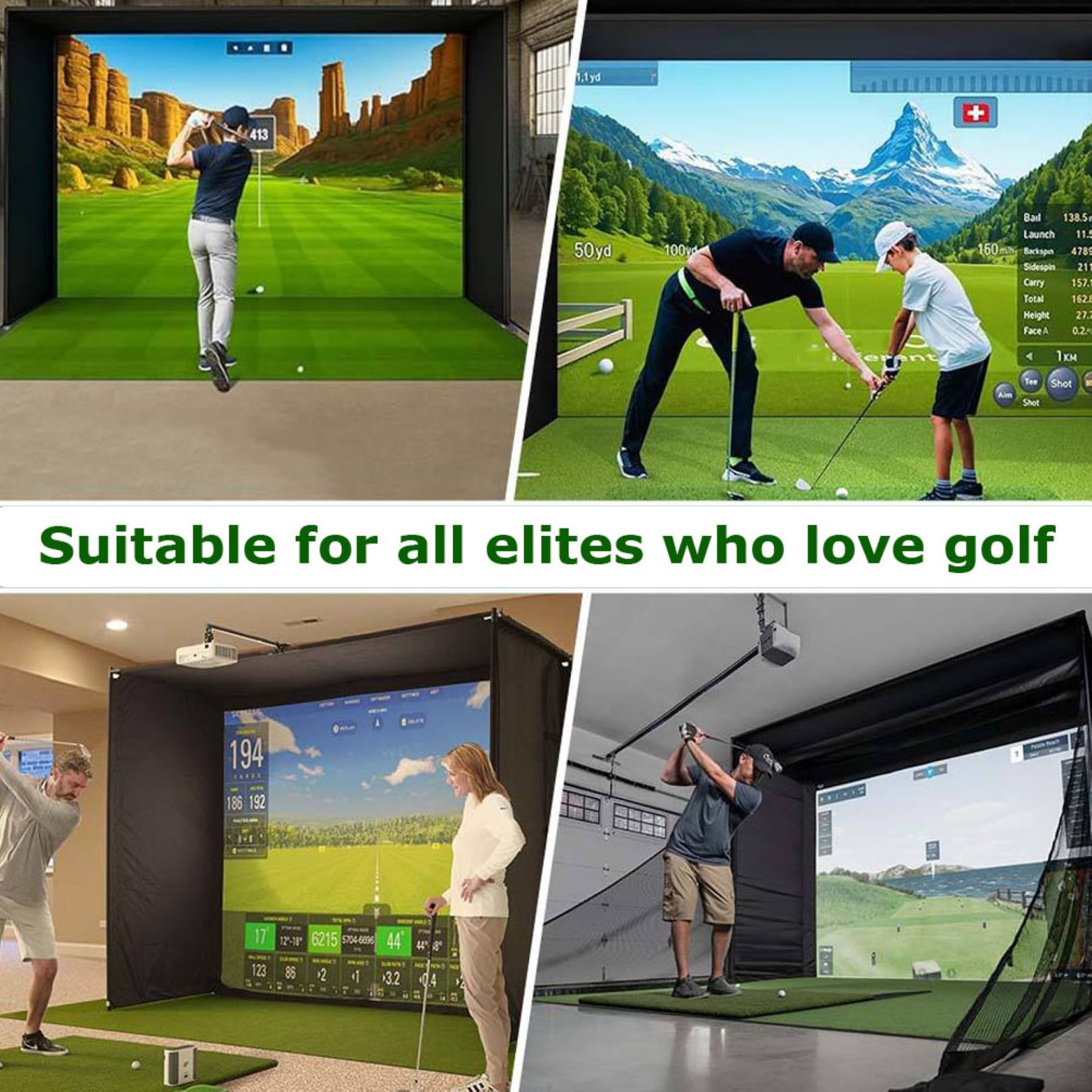 Schermo di Impatto per Golf Resistente, Schermo per Simulatore, Proiettore HD Bianco per Pratica Indoor e Outdoor