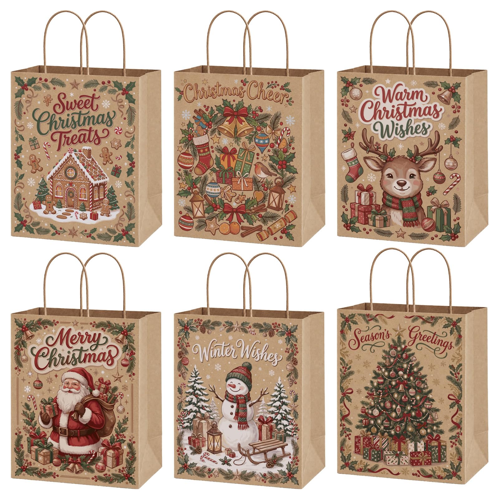 Switory 24 Medium Christmas Gift Bags Multipack 20.5x 12x 26.5 cm