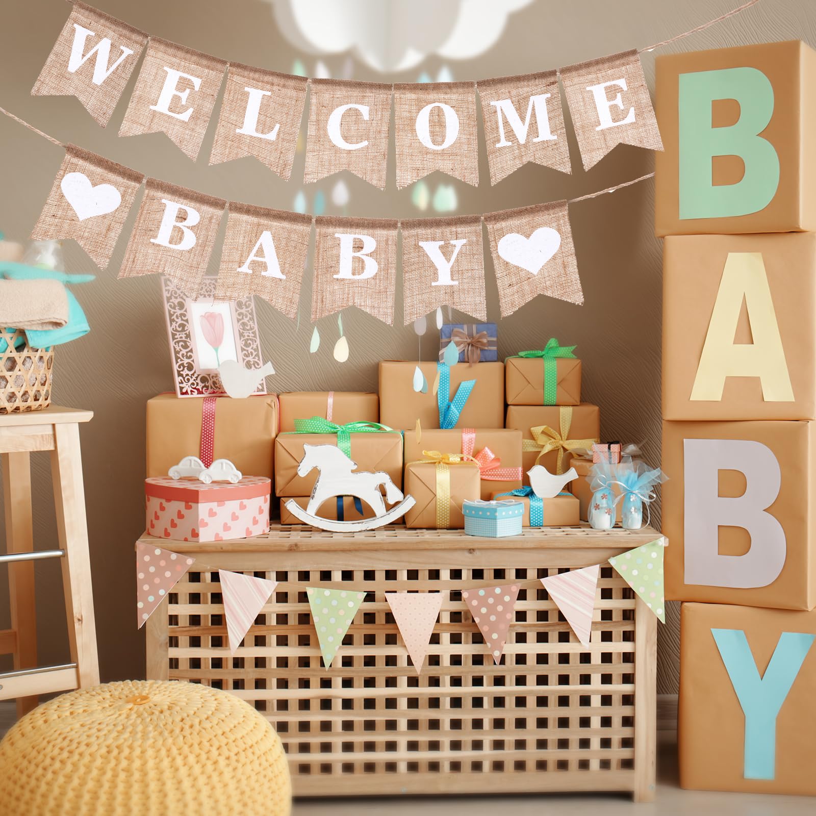 Neutrales Baby Aquarell Grafiken Set