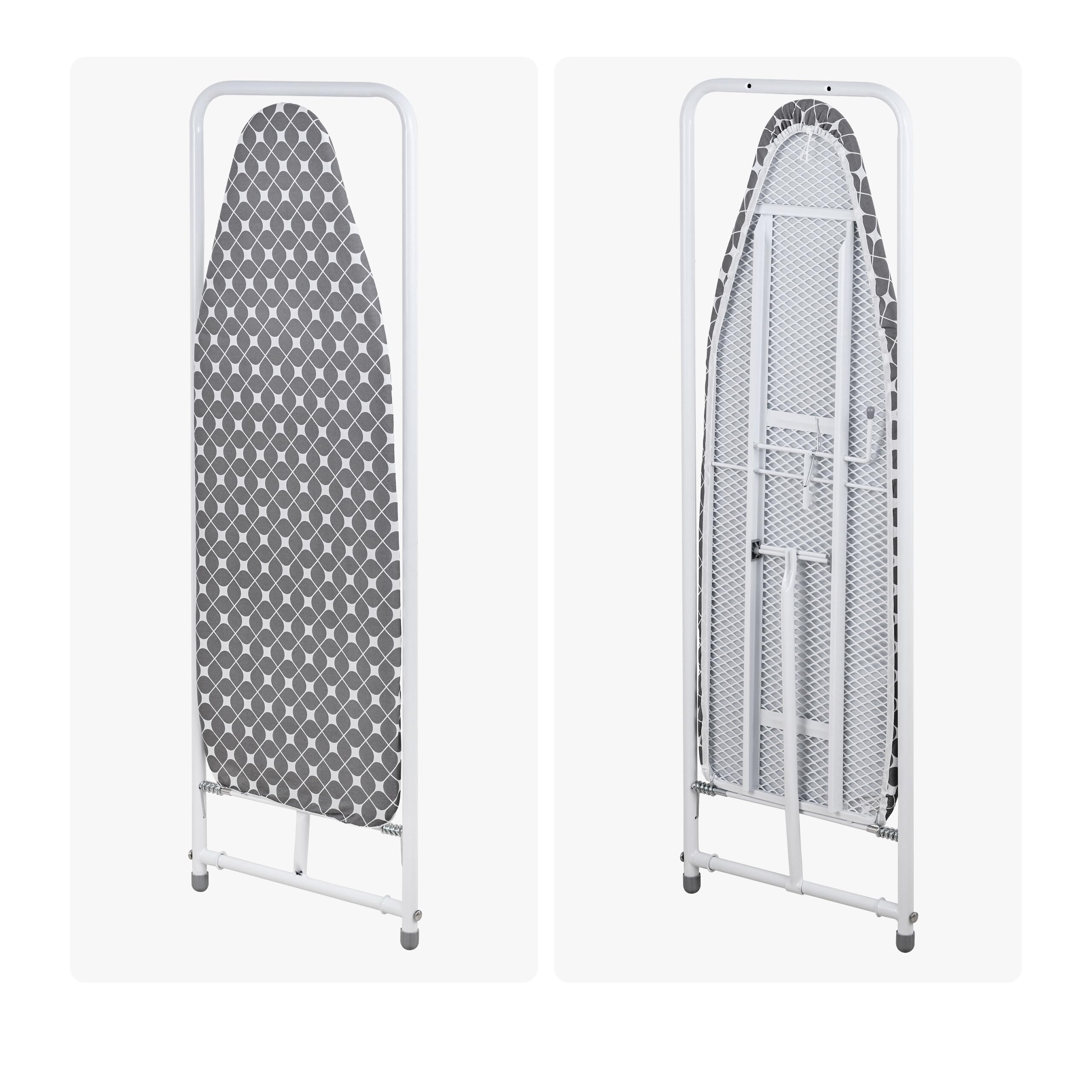 Relaxdays Asse da stiro da montare sulla porta, 108,5x43 cm, bianco/grigio