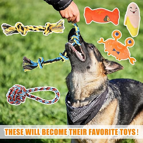 Miniatura 4 de Leyndo Paquete de 40 juguetes masticables para perros agresivos, juguetes de cuerda chirriante de felpa para razas medianas y grandes, para mascotas