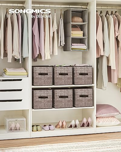 Miniatura 2 de SONGMICS Cubos de almacenamiento y cubos organizadores de almacenamiento, cubos de tela no tejida de 11 pulgadas con asas dobles, organizador de