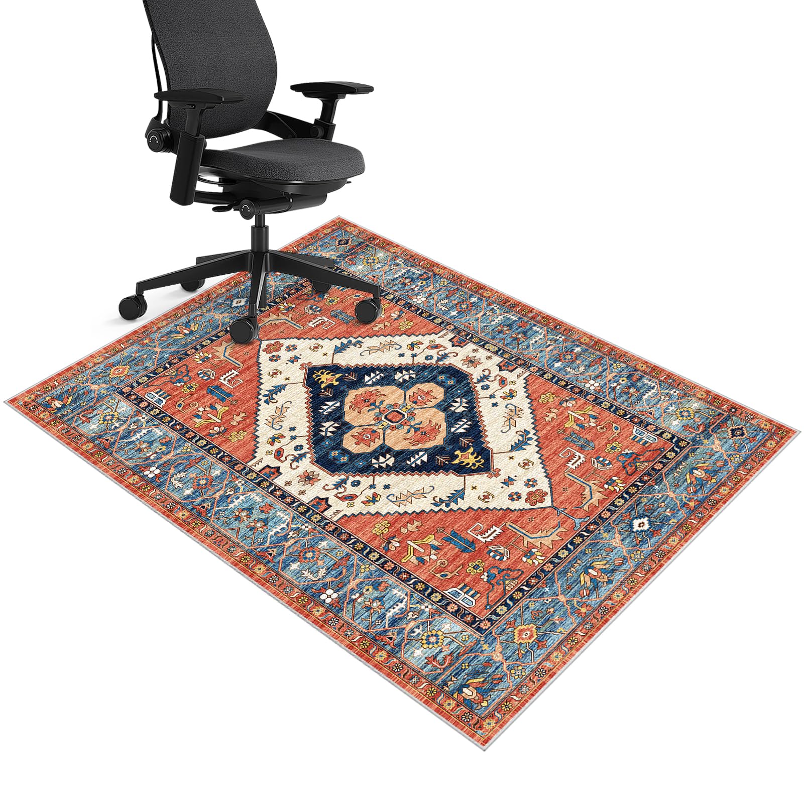 Office Chair Mat for Carpeted Floor, 80 x 120 cm Desk Carpet Protector Mat for Home & Office, Vintage Floor Mat for Office Chair, Gaming Chair Mat for Hardwood Floor, Computer Rolling Chair Mat