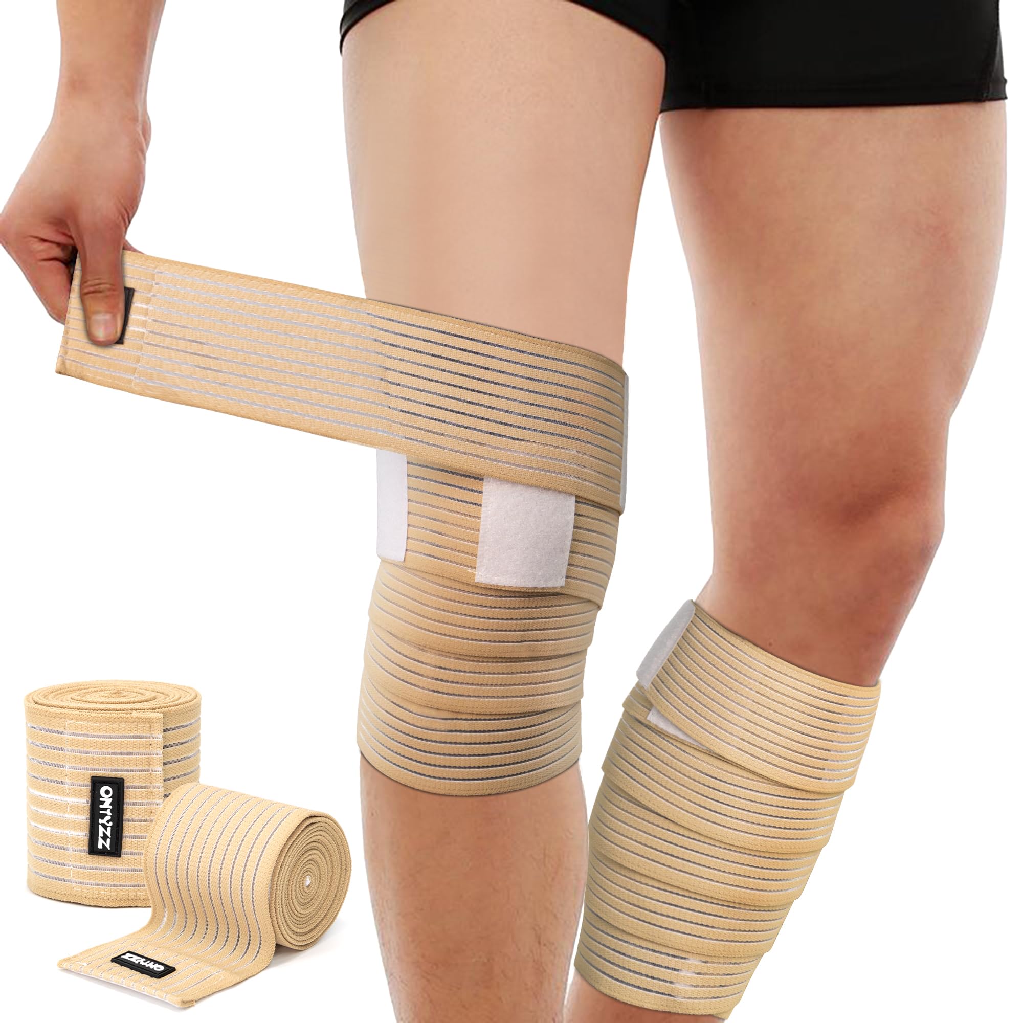 ONTYZZ Kniebandage Ellenbogenstütze Wadenstütze Hochelastisch Oberschenkel Kompression Wickeln Handgelenkverband Knöchelschiene zum Sport Fitnessstudio Betrieb Hocken Trainieren