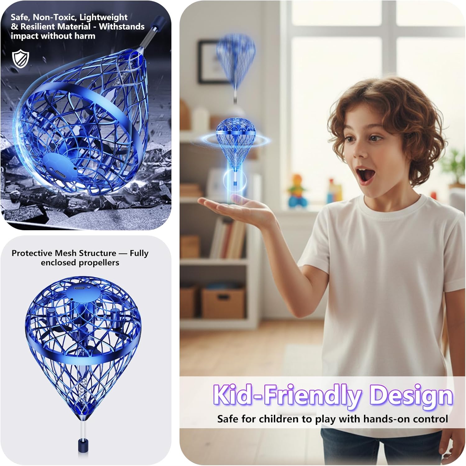 Tikduck 1 Blue and 1 Pack Red Flying Orb Ball, 1 Pack Blue Flying Bouncing Ball Toy, 2025 Cool Stuff Christmas Birthday Toy Gift, for Kids Age 6 7 8 9 10