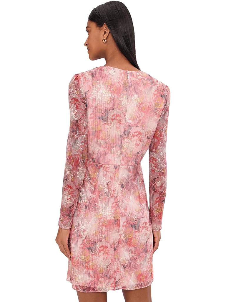 Pink Adrianna Papell Printed Metallic Crinkle Dress