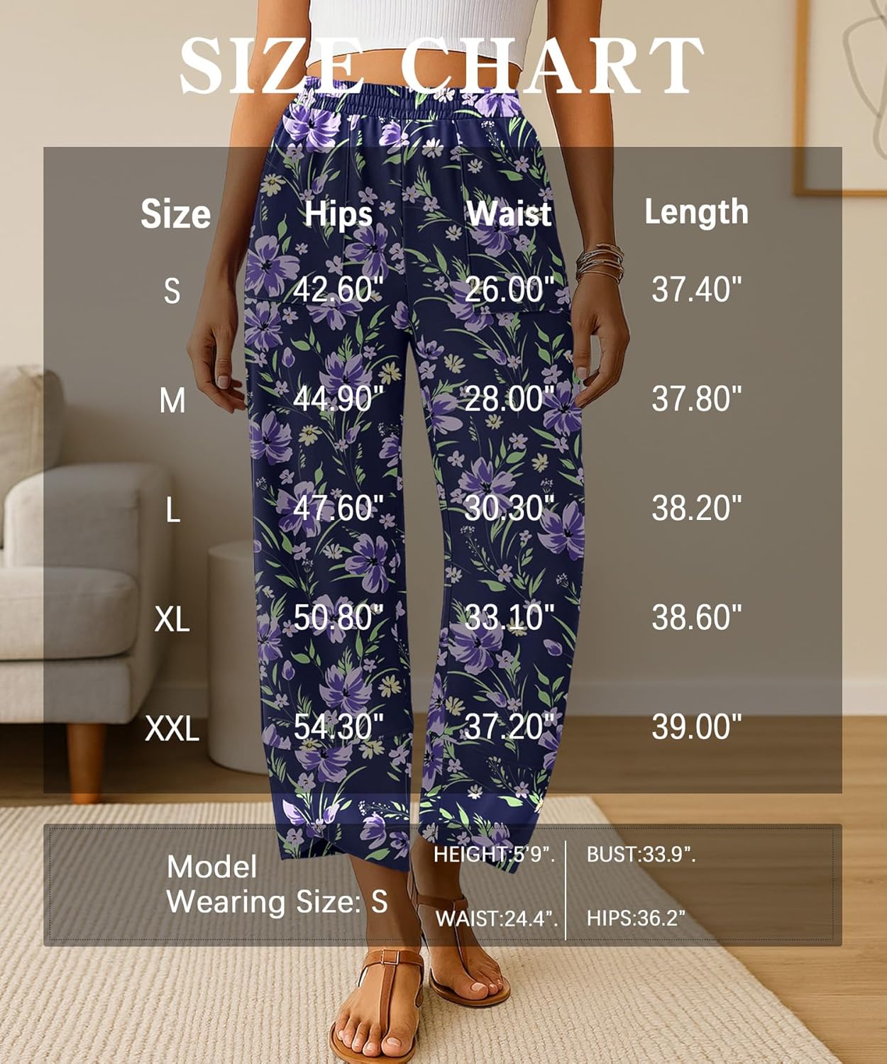 NILOUFO Womens Baggy Wide Leg Pants Casual Elastic High Waisted Palazzo Harem Trousers with Pockets Lounge Loose Comfy Pants - Image 6