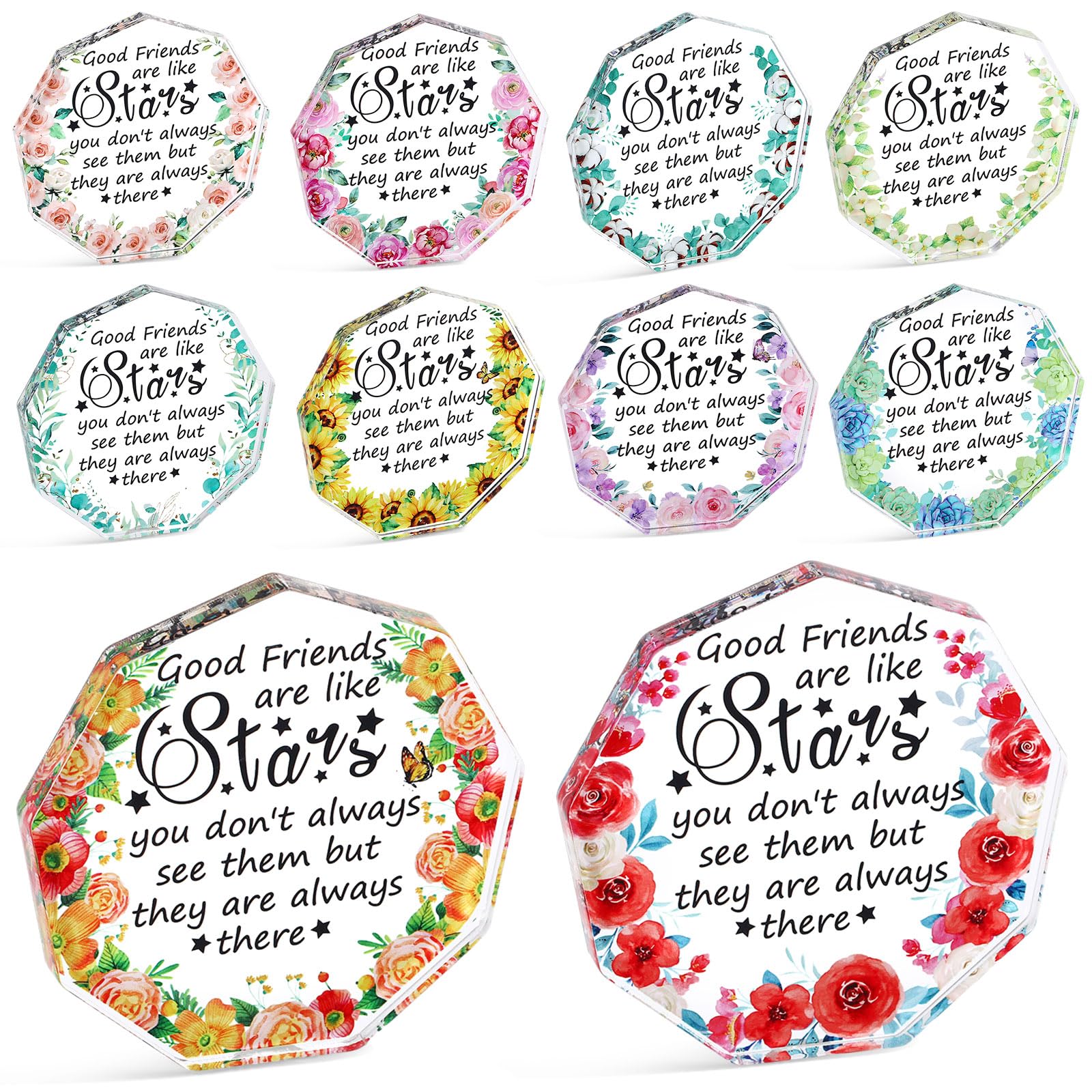 Barydat 10 Pcs Friendship Gift, Birthday for Good Friends Farewell Gifts Acrylic Paperweight Keepsake for Women, BFF, Bestie Soul Sister, Friend Table Centerpieces for Home Office